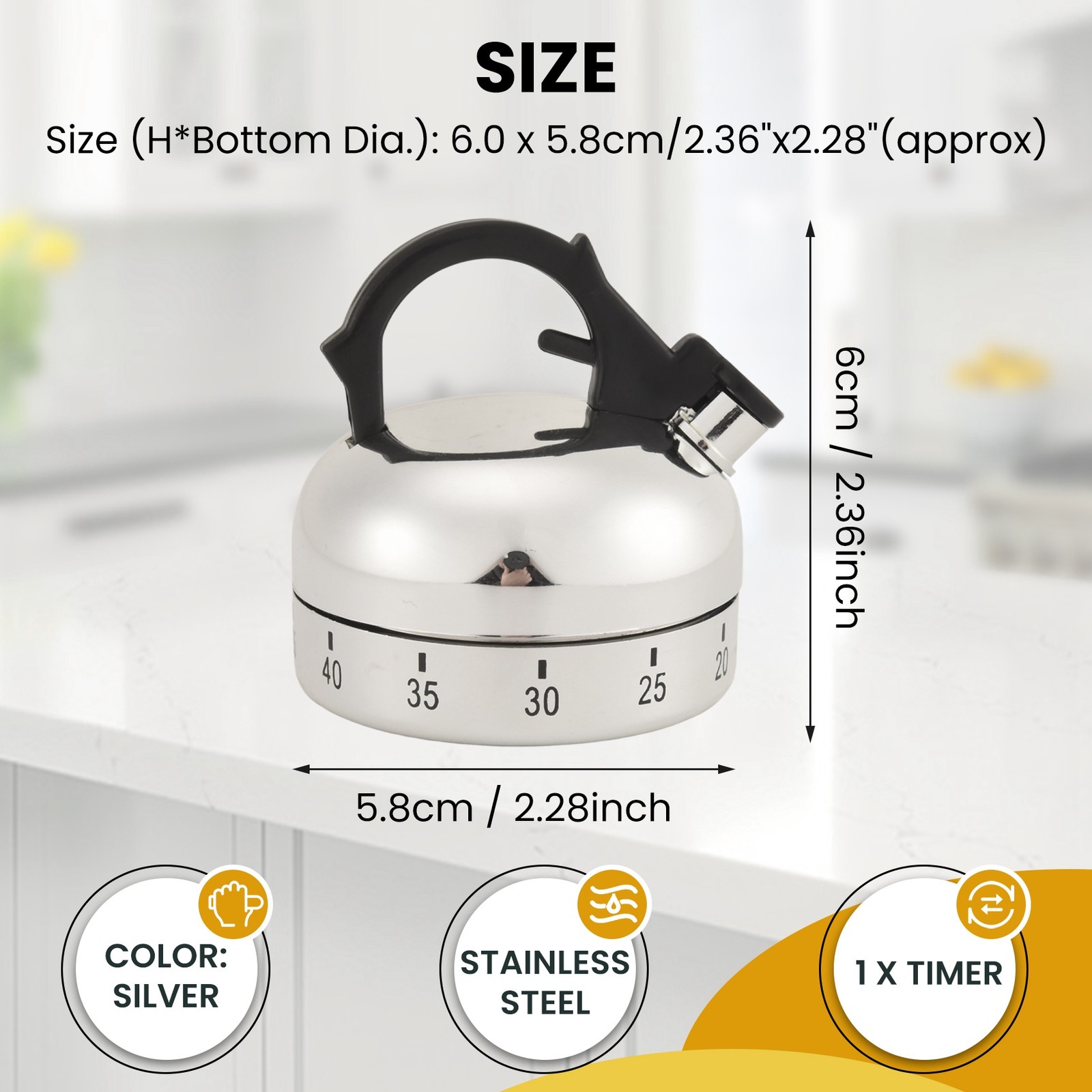 60 Minute Counting Teapot Shaped Kitchen Cooking Alarm Clock Timer2835