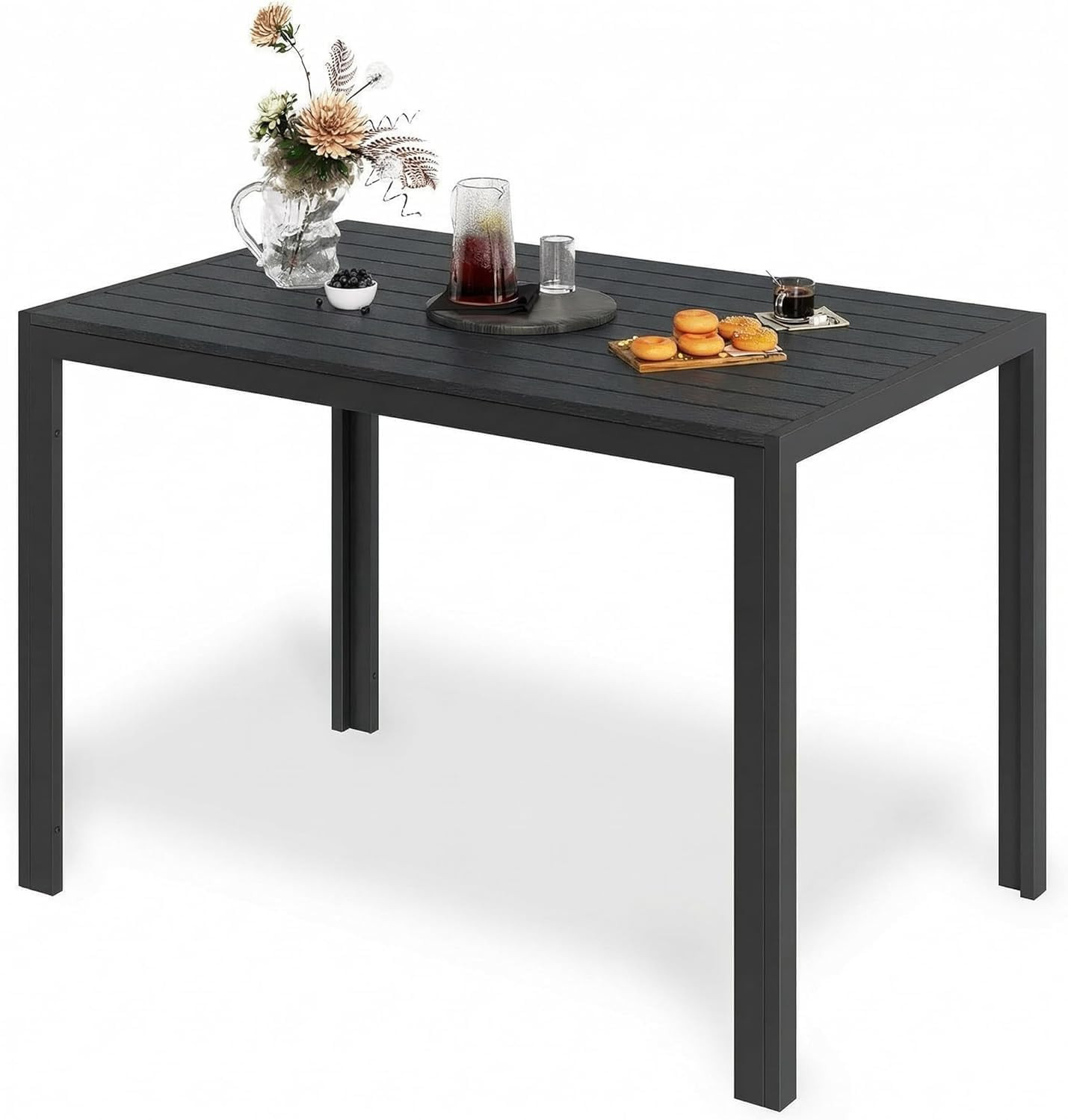 LIFERUN Outdoor Patio Table for 4-6 Person, 43×28In Rectangle Outdoor Dining Tab