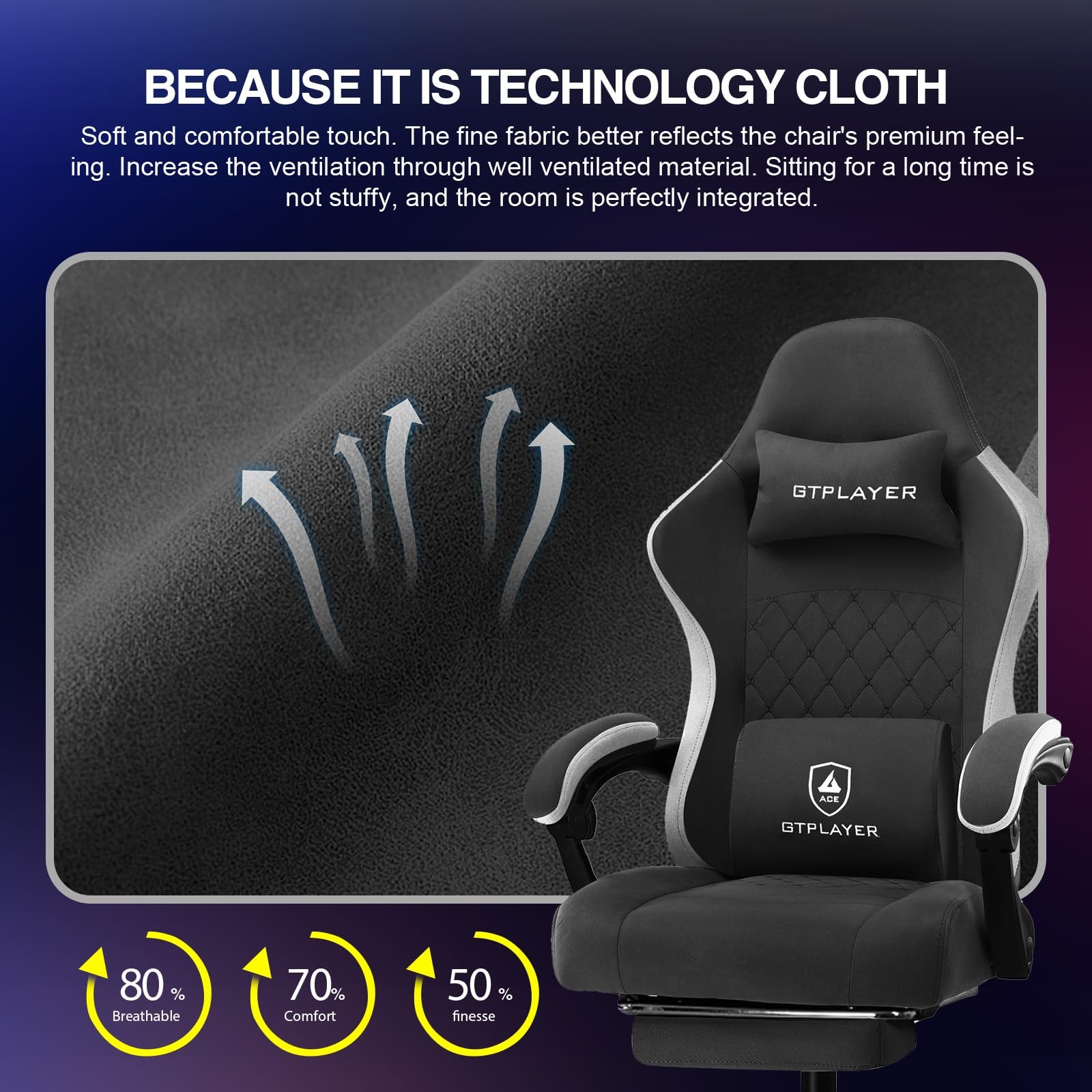 Gaming Chair, Computer Office Chair with Pocket Spring Cushion, Linkage Armre...