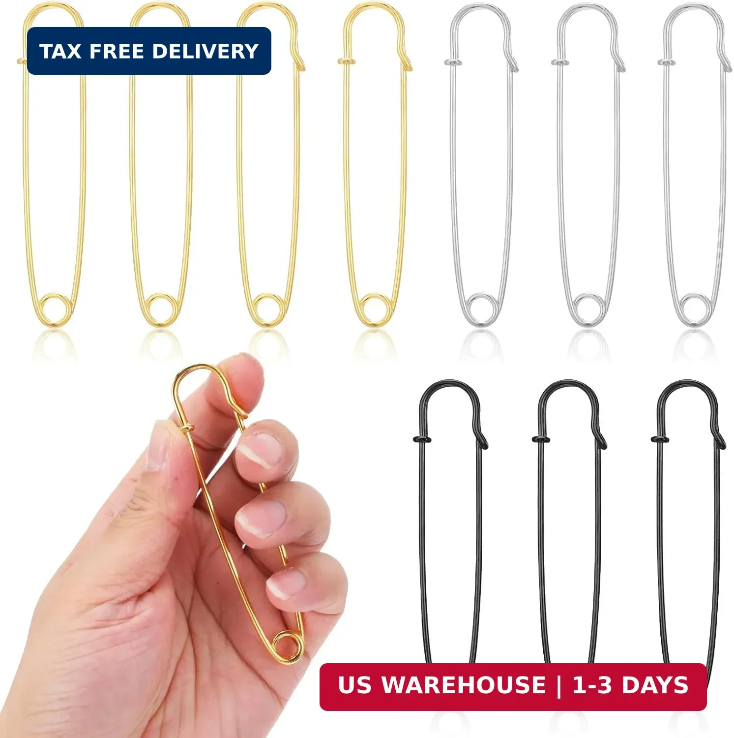 10 Pcs 4 Inch Large Safety Pins 3 Colors Heavy Duty Safety Pins for Clothes Over