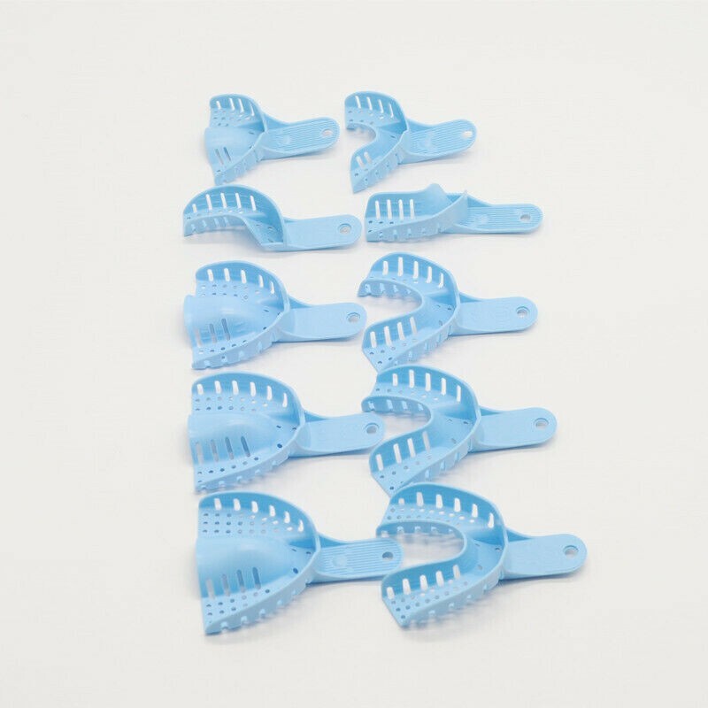 10 Sets Dental Disposable Impression Trays Perforated S/M/L Upper Lower Adult