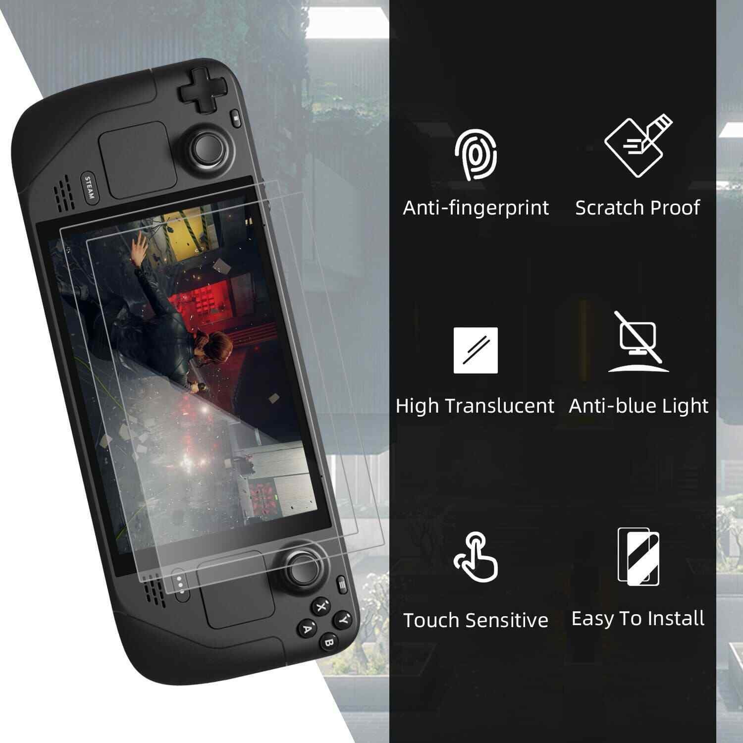 2*Glass Screen Protector 9H Scratchproof Protective Film For Steam Deck Console