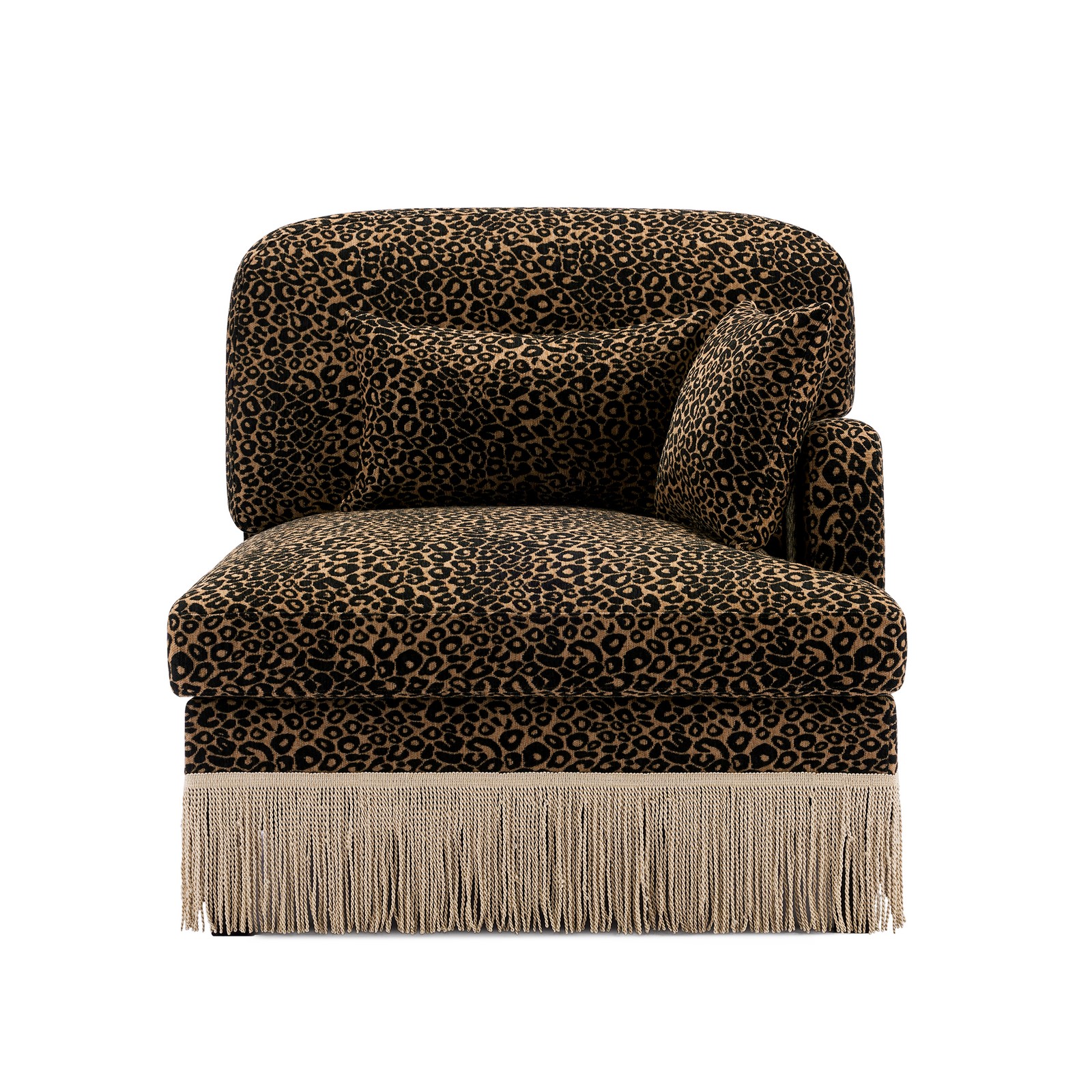 Sofa RSF Leopard Chenille W/Pillows -Brown black