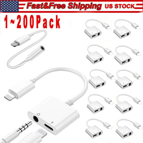 For iPhone 14 13 12 Pro Max to 3.5mm Headphone Jack Adapter Audio Splitter Lot