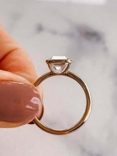 Emerald Cut White Diamond 3.10 Ct Lab-Created Wedding Ring 14K Yellow Gold FN