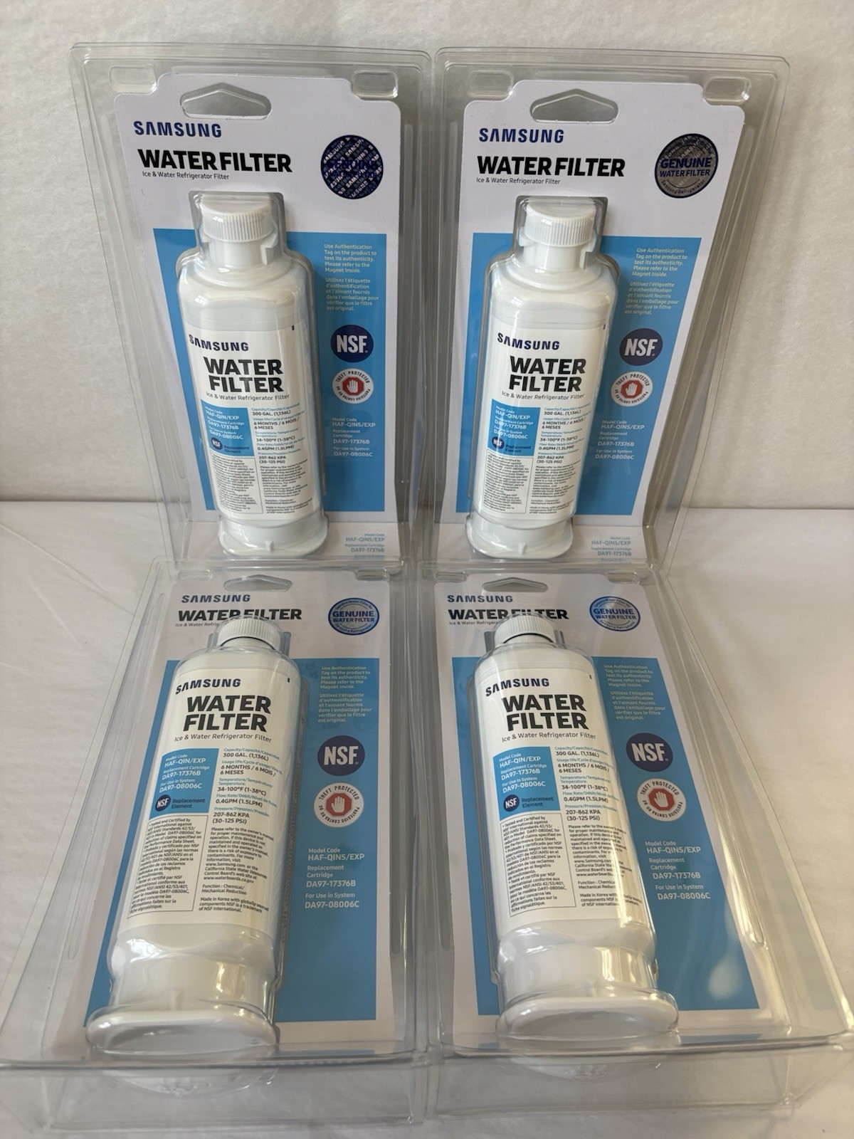 Genuine Samsung HAF-QINS/EXP DA97-17376B Refrigerator Water Filter White  4-PACK
