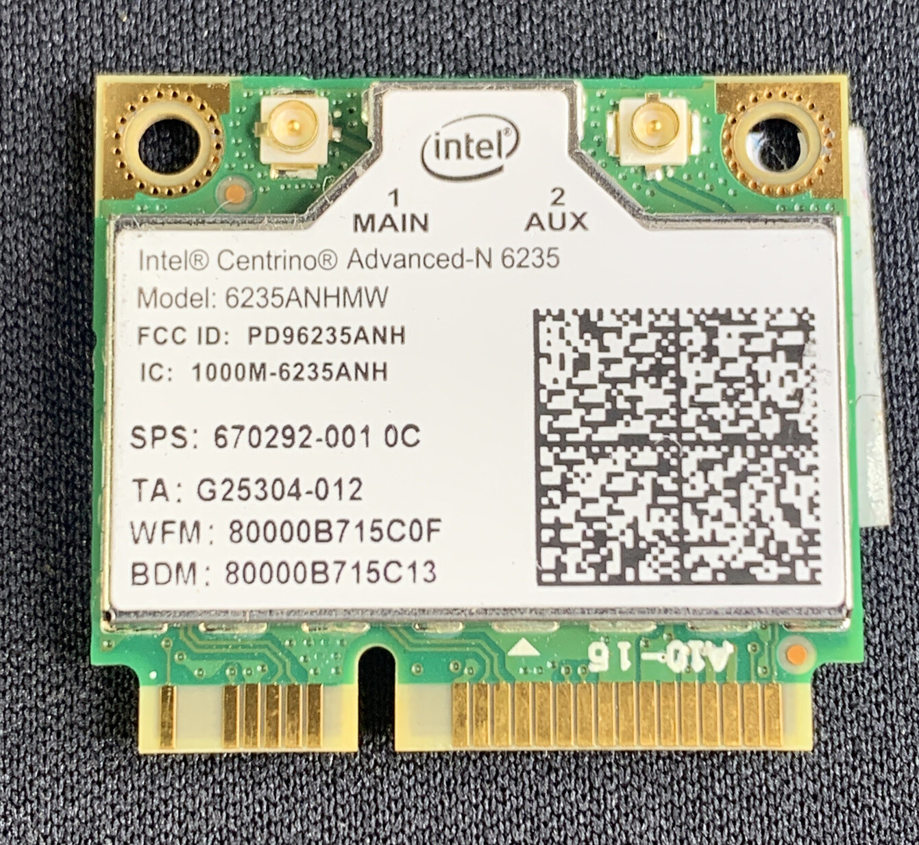 HP OEM 670292-001 Intel Advanced-N 6235 802.11a/b/g/n 6235ANHMW BT 4.0 Half