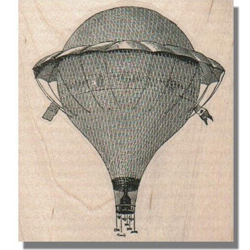 Mounted Rubber Stamp, BALLOON, Victorian, Flying,Steampunk,Media,Collage,Sky,Vtg