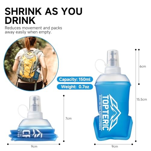 Collapsible Soft Flask Water Bottle, TPU Soft Folding Flexible Water 150ml