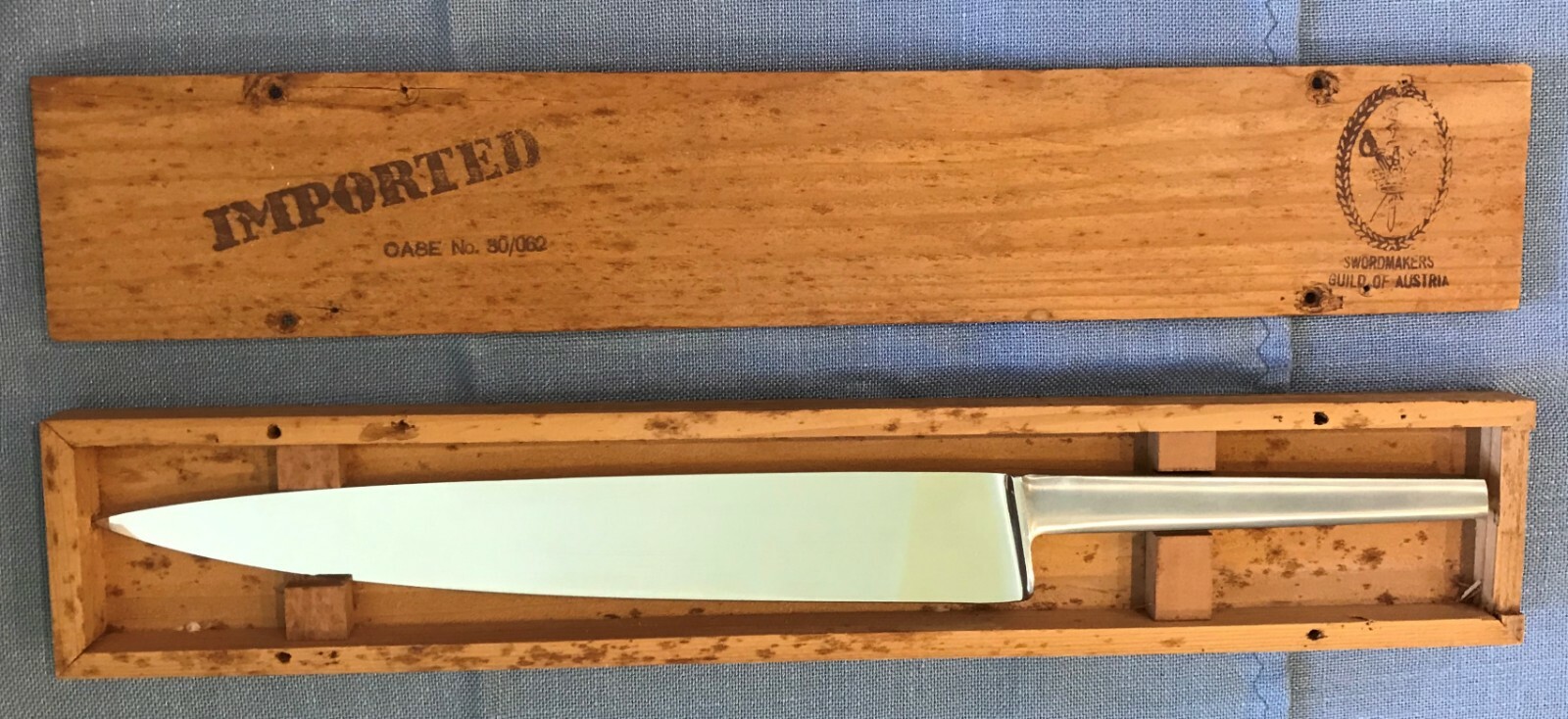 Vintage SwordMakers Guild Of Austria 10" Chef's Knife With Original Wood Box VGC