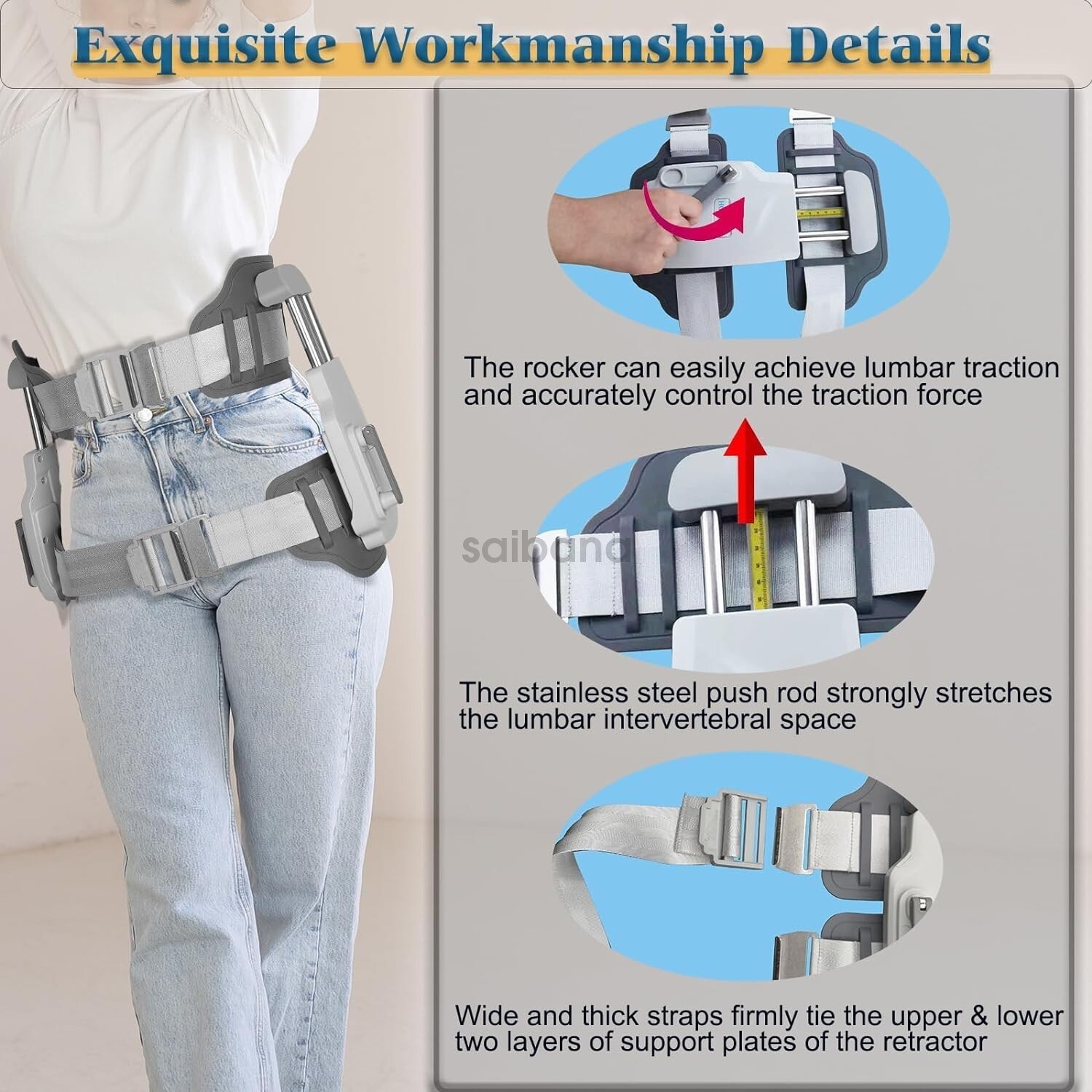 Adjustable Lumbar Spinal Decompression Belt Mechanical Traction Device