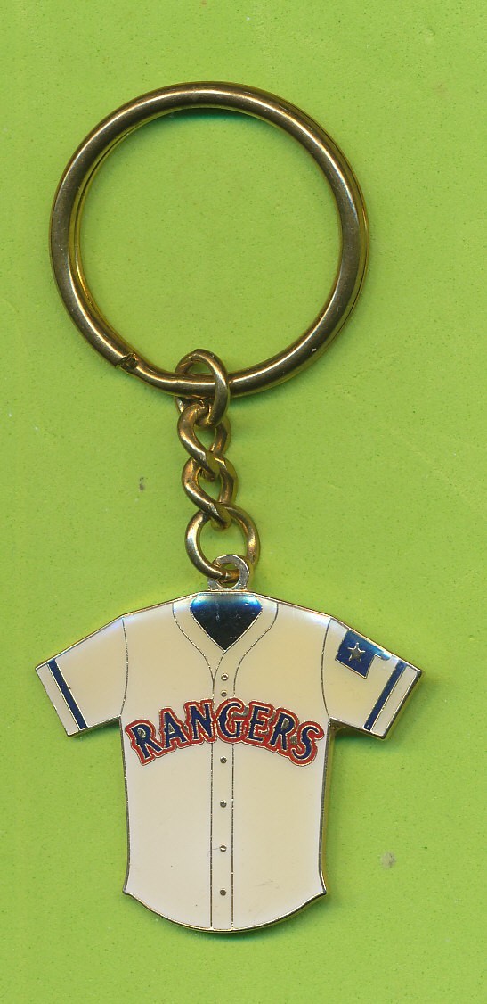 3" x 1-1/2" High Quality Jersey Enamel Keychain - Texas Rangers