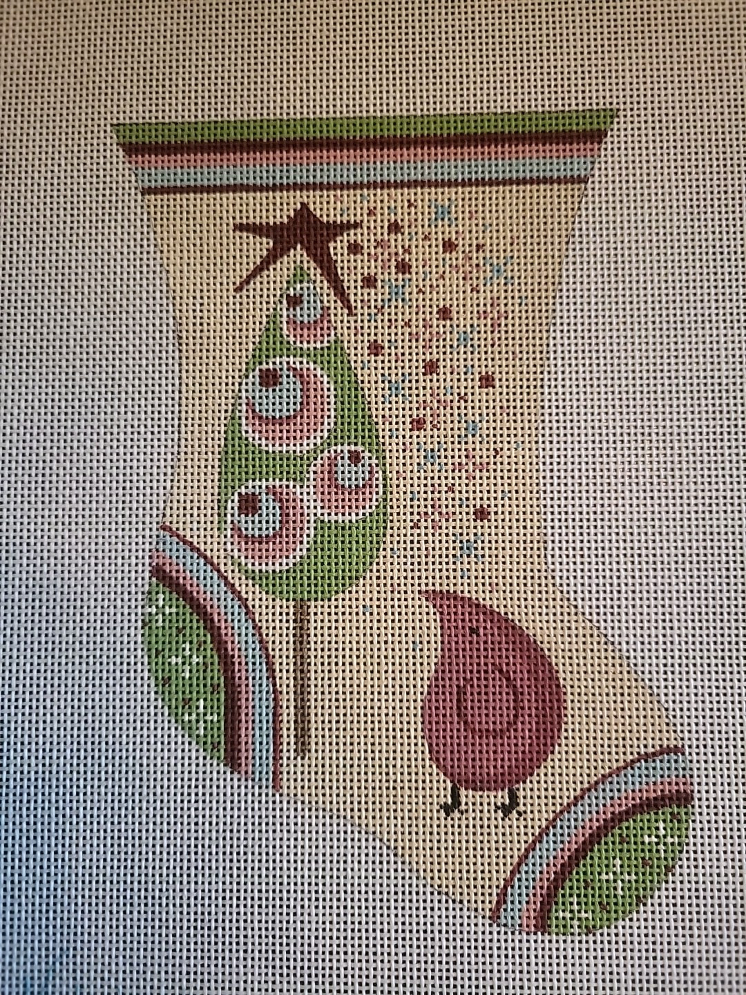 Vintage Wonder Mini Stocking Needlepoint Canvas By Heidi Stanley