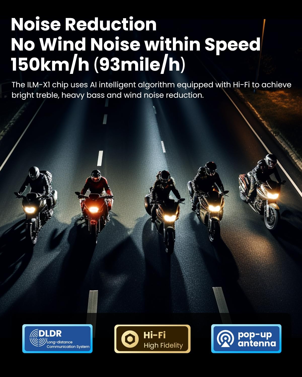 ILM Motorcycle Bluetooth Headset Helmet Communication System 2100M Gray