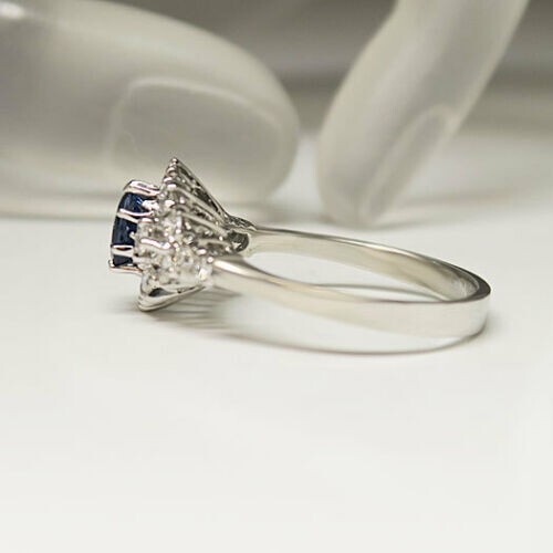 1.40 Ct Natural Sapphire Diamond Engagement Proposal Ring 14K Solid White Gold