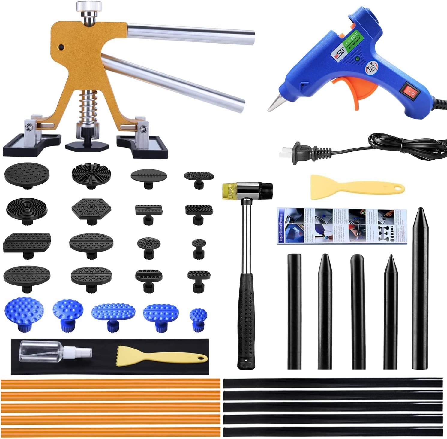 Auto Dent Puller Kit - Adjustable Golden Dent Remover Tools Paintless Dent Repai