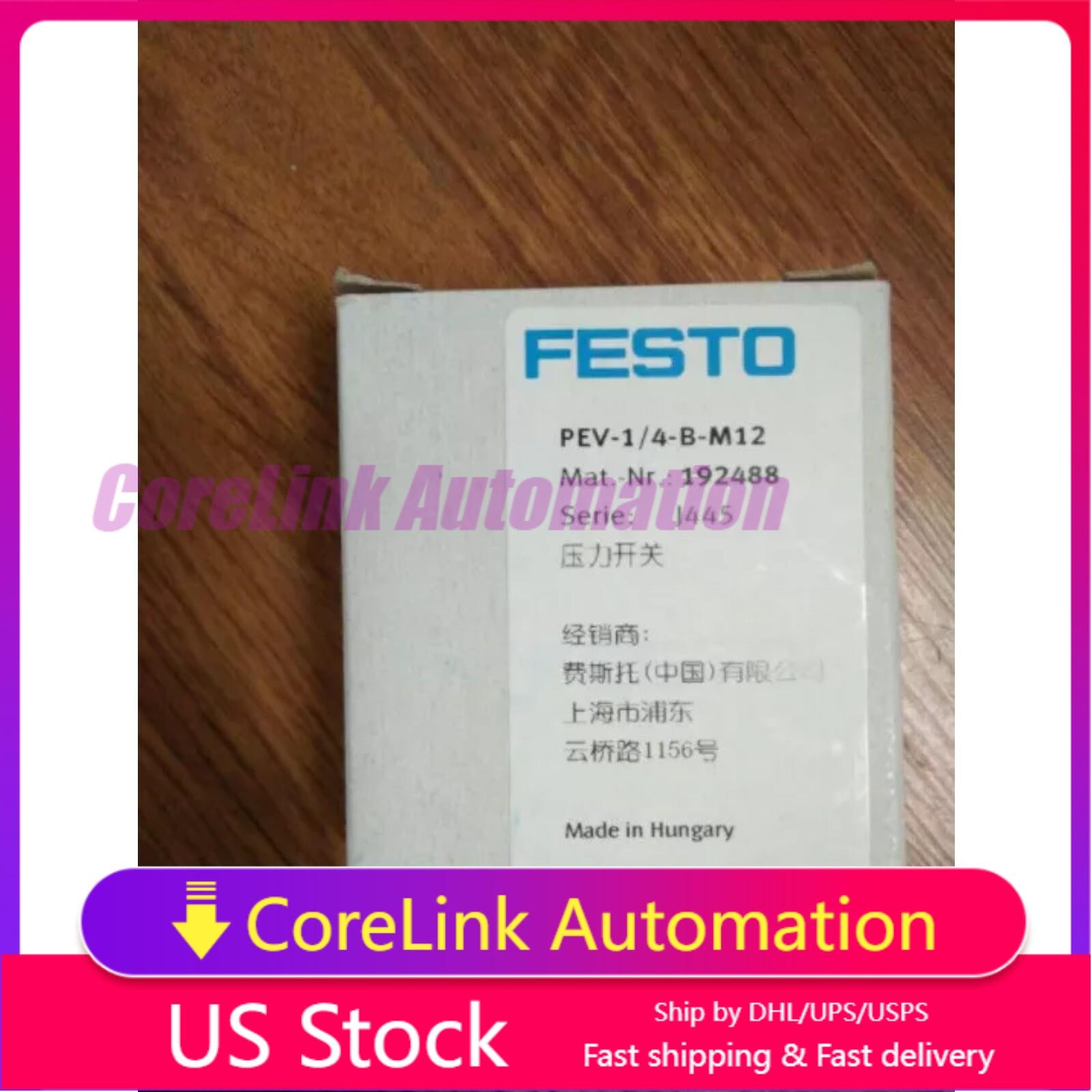 New Festo 192488 PEV-1/4-B-M12 Pressure Switch