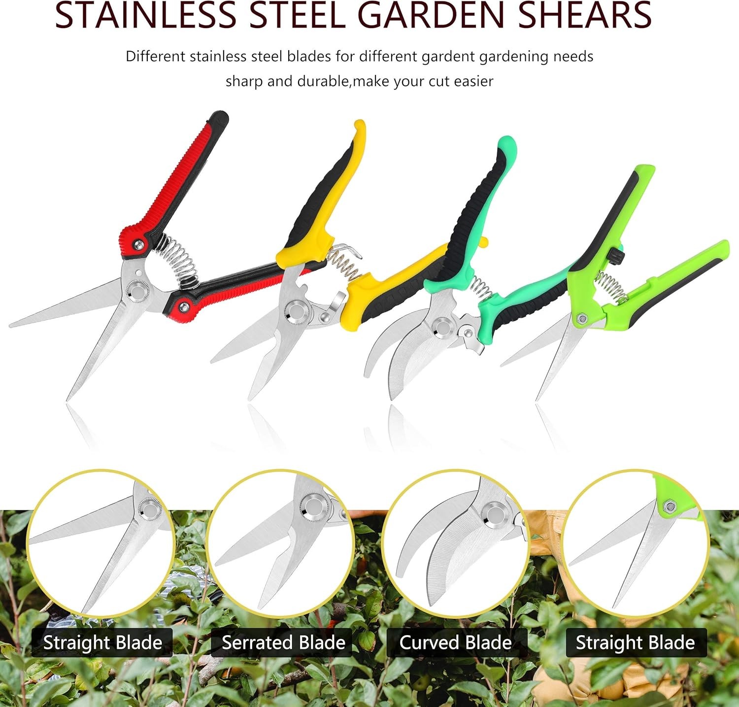 Juego De Tijeras De Podar Para Jardin De 5 Piezas Con Guantes De Jardineria