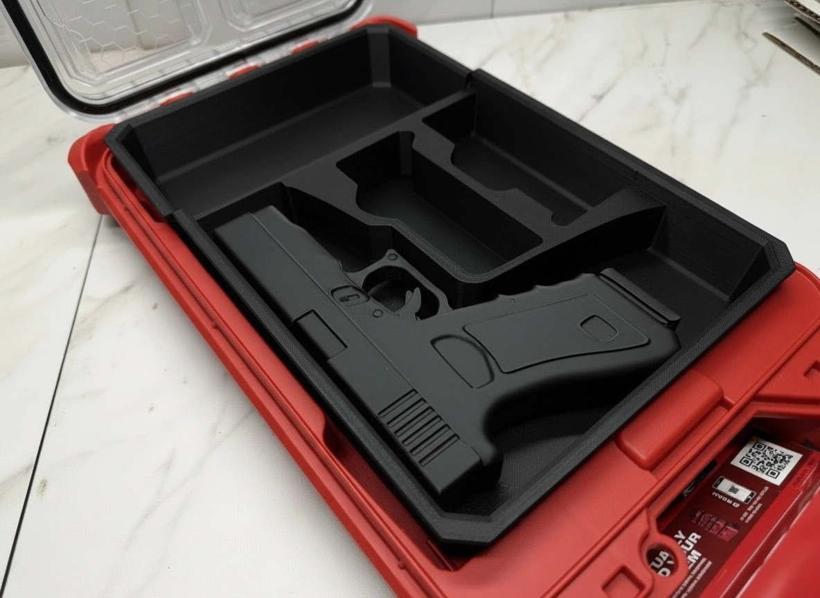 Milwaukee Packout 3d Printed Full Size Pistol Gun Tray for 48-22-8436 BLACK