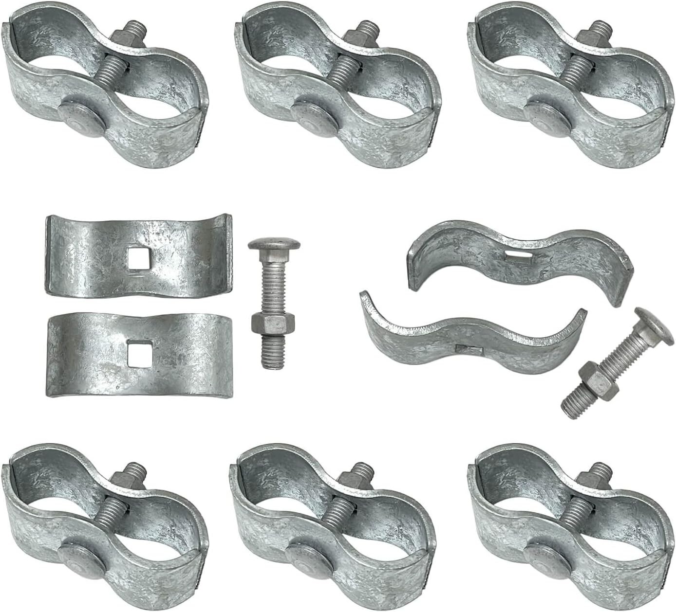 8 Set 1-5/8" Galvanized Steel Saddle & Kennel Clamps for Pipe Panel Frames