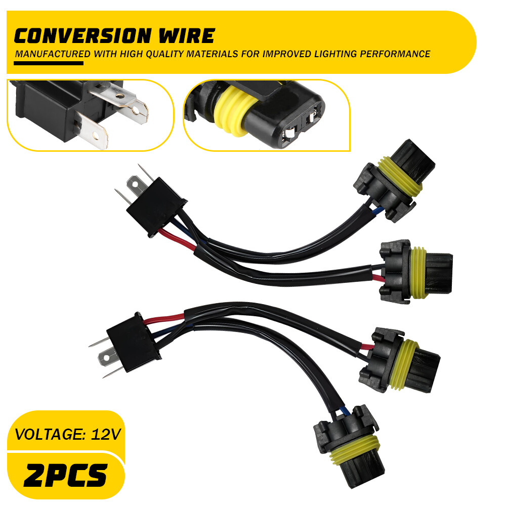 Conversion Wire 9003 H4 TO 9005 9006 Two Harness Head Light Adapter Plug Play EA