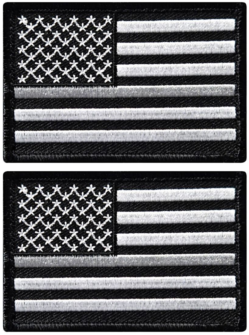 Thin Grey Line USA Flag Correctional Officer Patch | 2PC HOOK BACKING   3"x2"