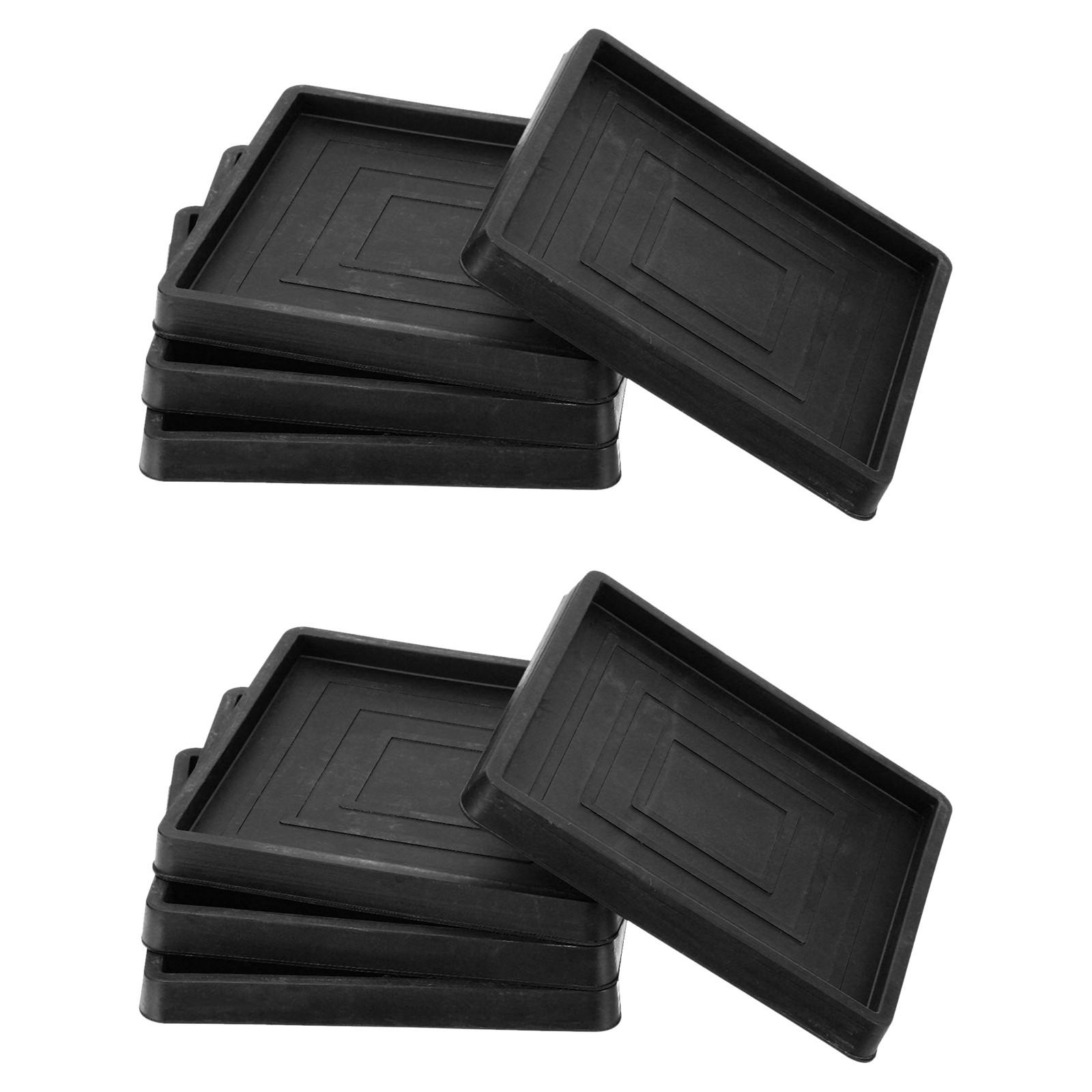 8Pcs 3.5" Furniture Pads Non-Slip Furniture Coasters Square Caster Cups Black