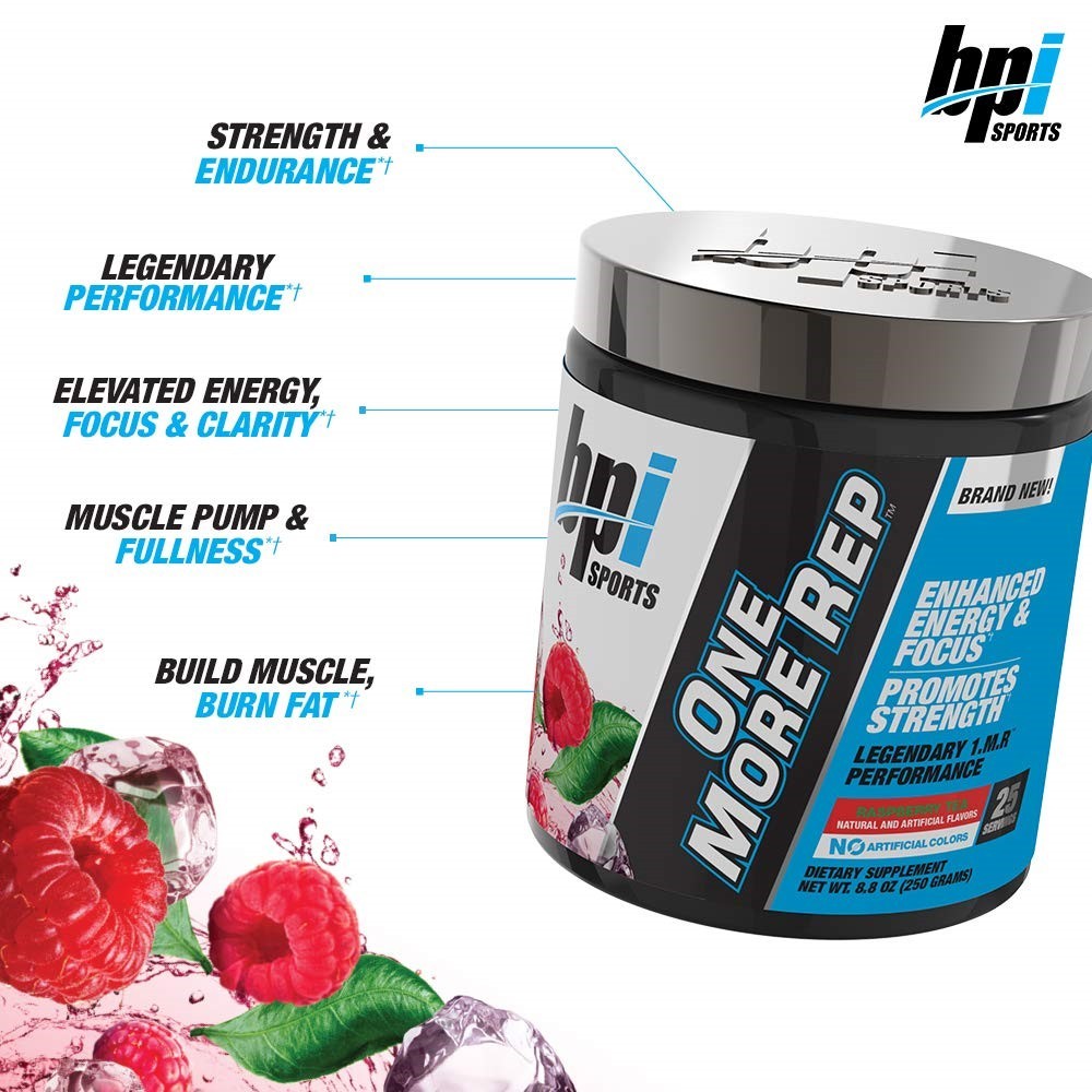 Lot of 12 1MR One More Rep Raspberry Tea Pre-Workout Performance BPI Sports