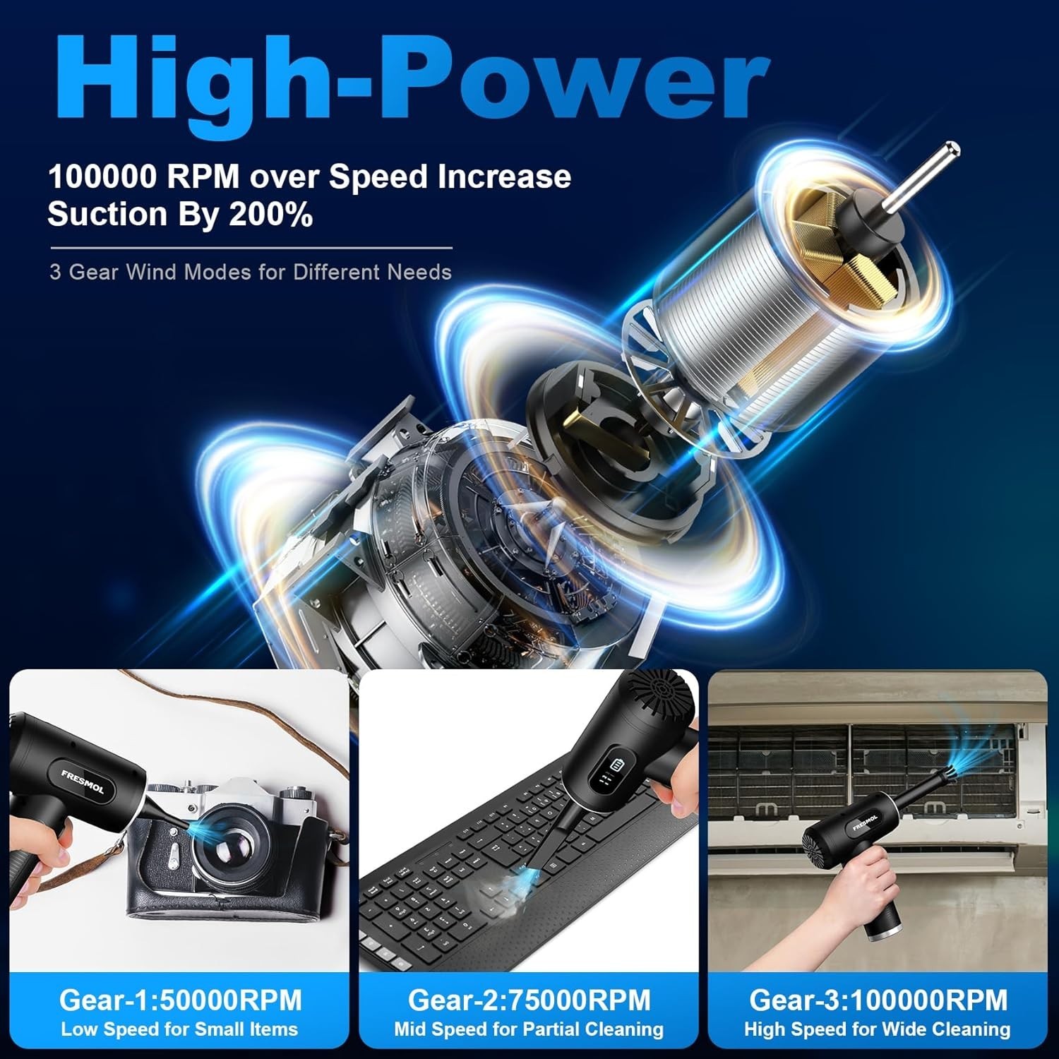 Rechargeable Air Duster with Smart Battery Display - Ultimate Cleaning Tool