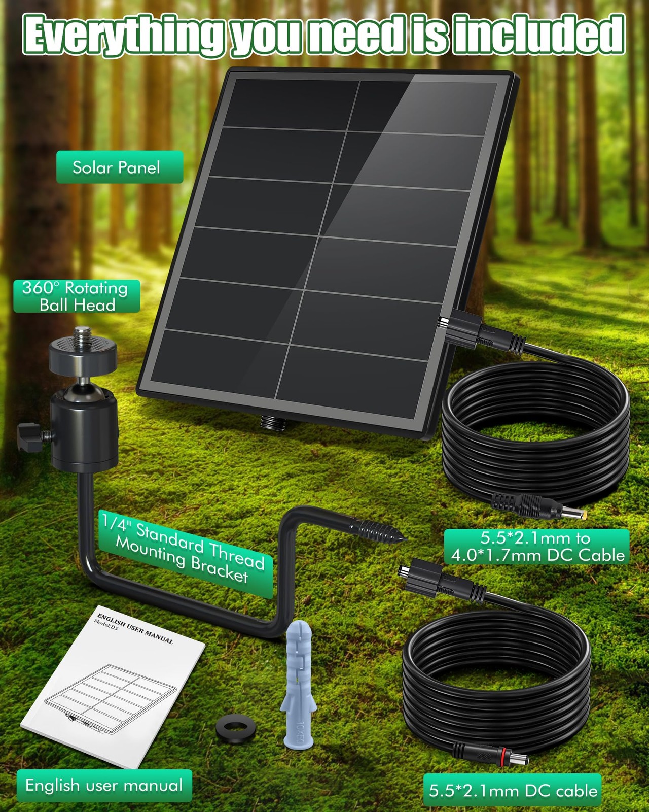 KEPEAK Solar Panel for Trail Camera - 6000mAh 1 Pc trail camera solar panel