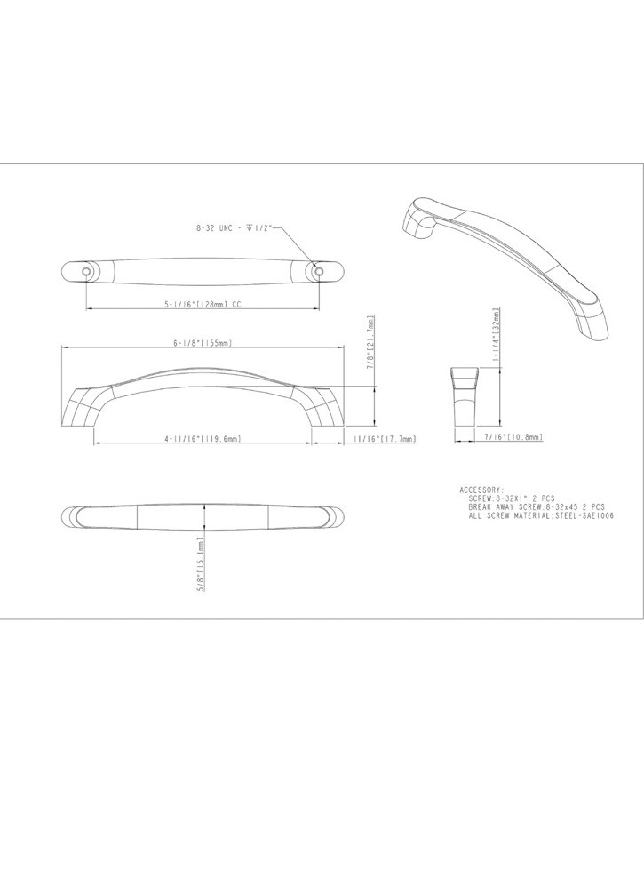 Hardware Resources Window Handle White with Screws, Single Pack, MPN 993-128PC