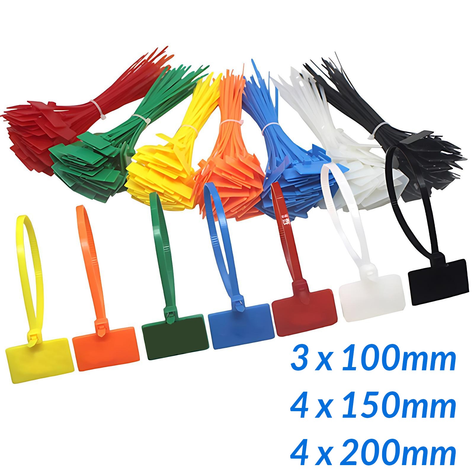 Plastic Marker Cable Tie Nylon Tag Zip Wraps Tags Write On Label 100/150/200mm