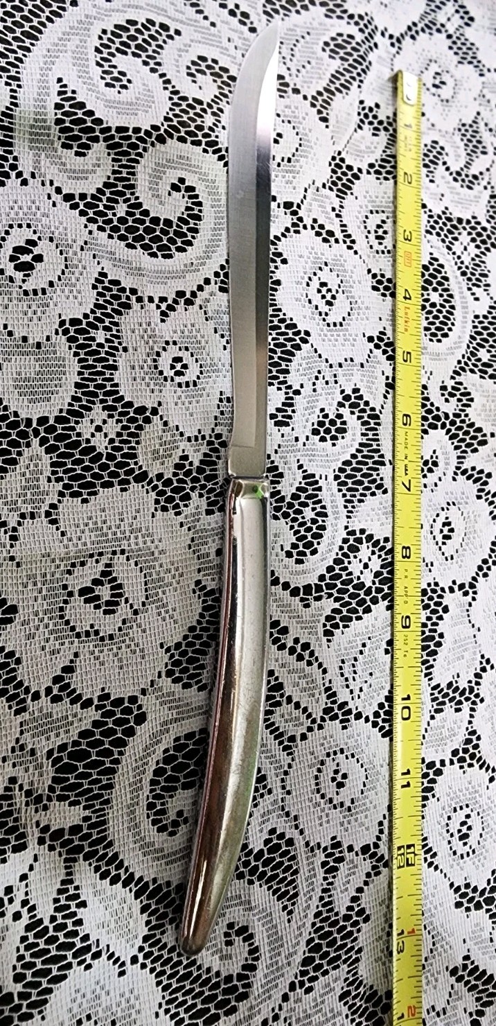 SLEEK SOLID STAINLESS STEEL MID-CENTURY-MODERN STYLE "13" CURVED CARVING KNIFE🍠