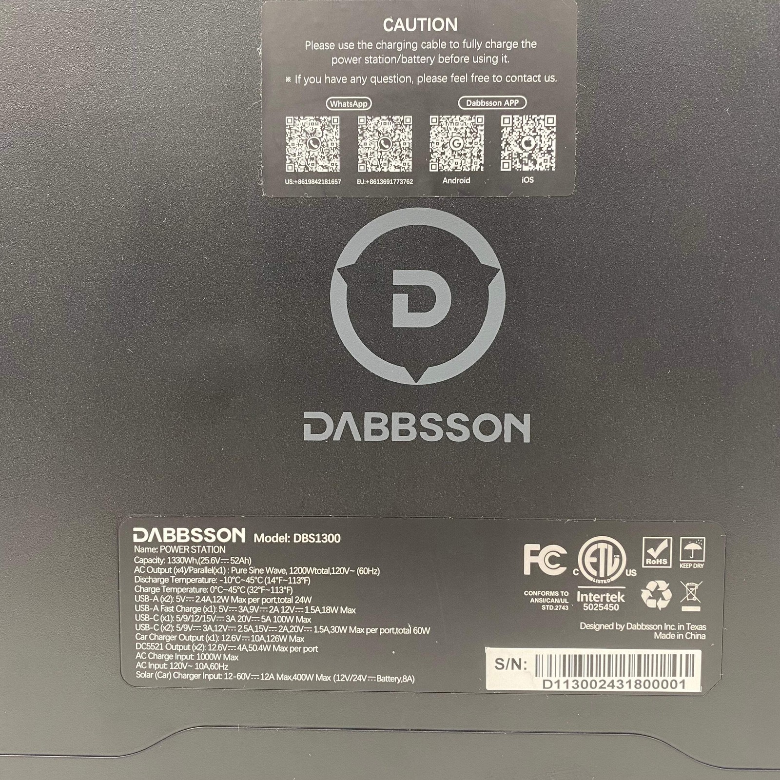 Dabbsson DBS 1300 Portable Power Station DBS1300