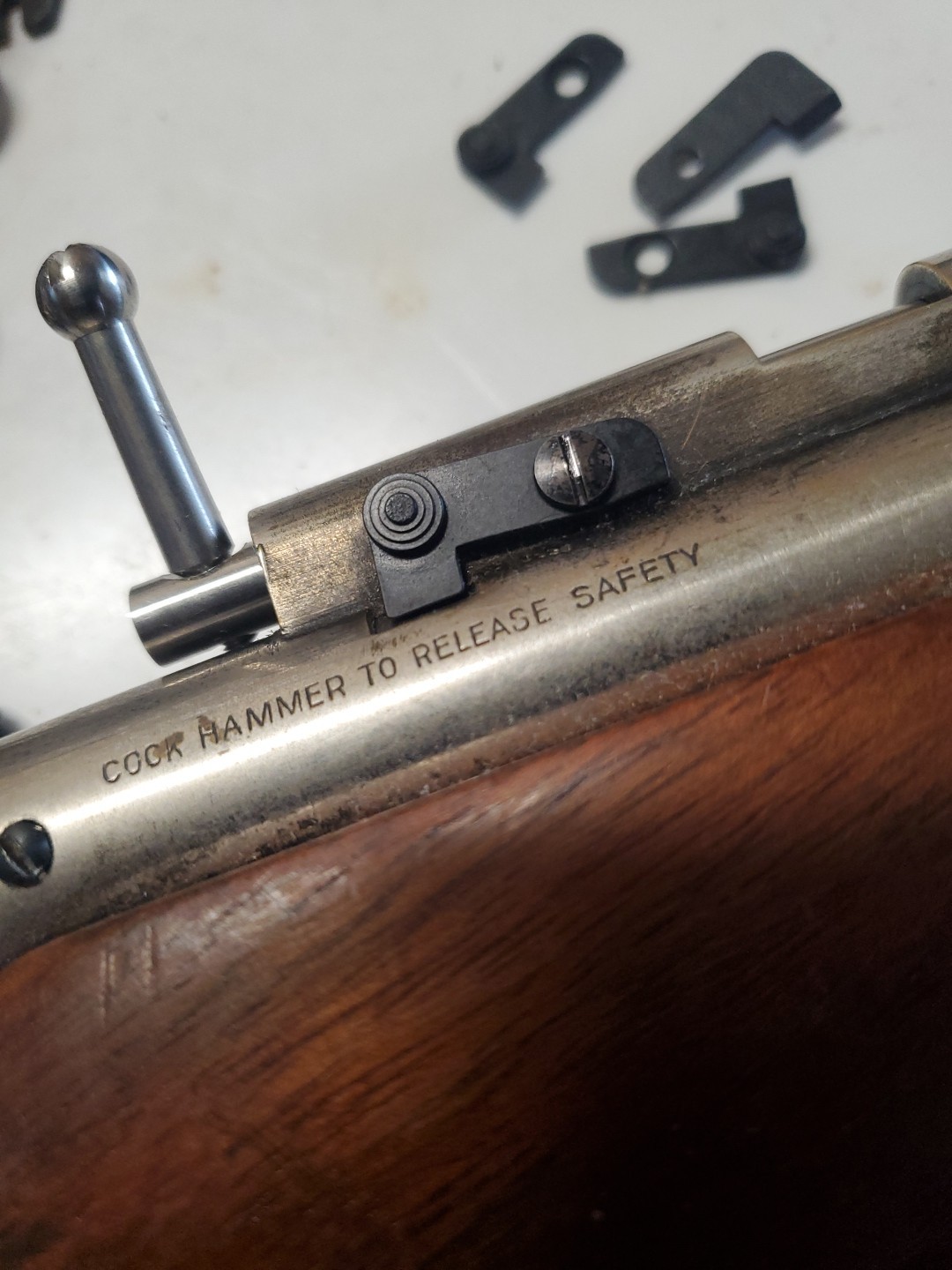 Benjamin Early Button 310, 312, 317 rifle safety, 2 washers & a screw