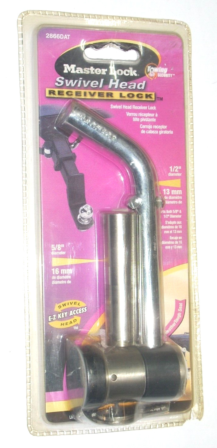 Master Lock 28660DAT Trailer Receiver Lock w Swivel Head for 5/8 or 1/2 w 2 Keys
