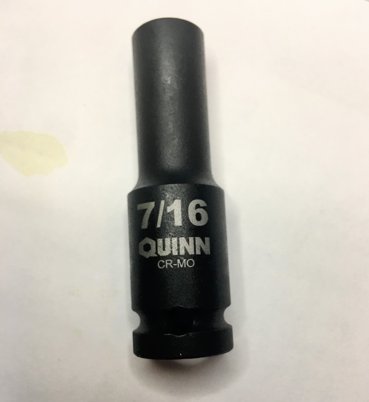 Quinn  7/16" x 1/2"  Dr Standard Deep Impact Socket 6 Point Free USA Shipping