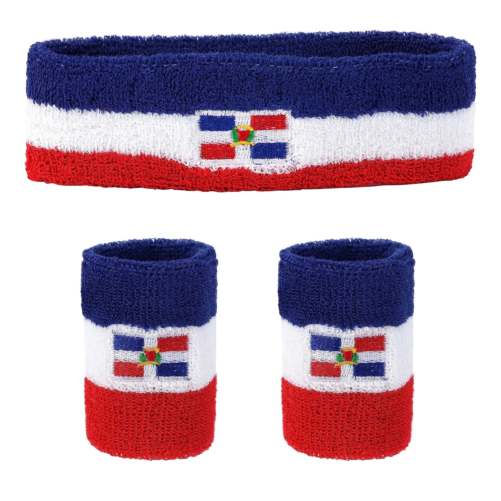 Striped Sweatband Set - Sport Sweat Band and Wristband Dominican Republic