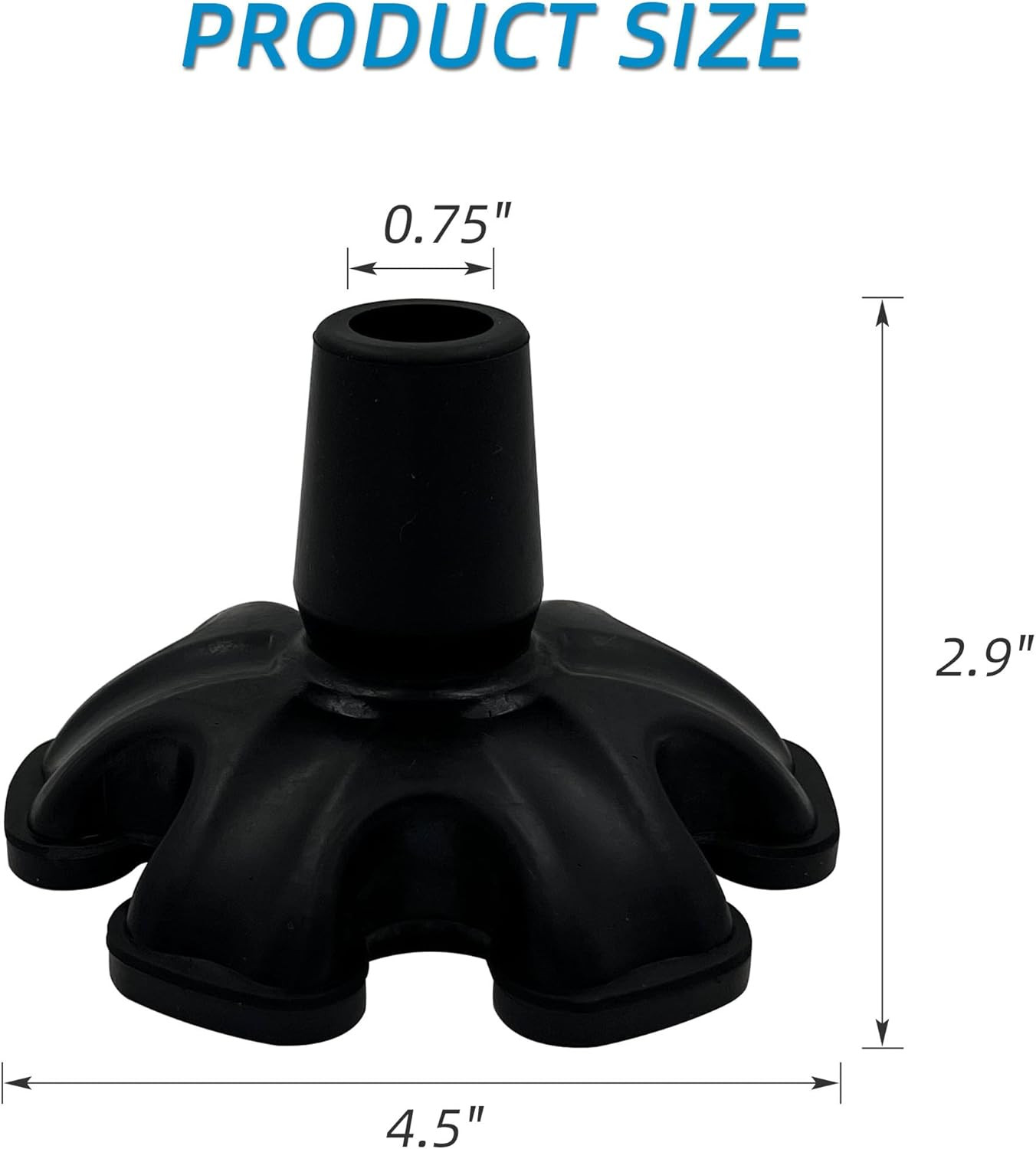 Cane Tips - 3/4 Inch Replacement - Heavy Duty Rubbers Self Standing 6 Support Fe