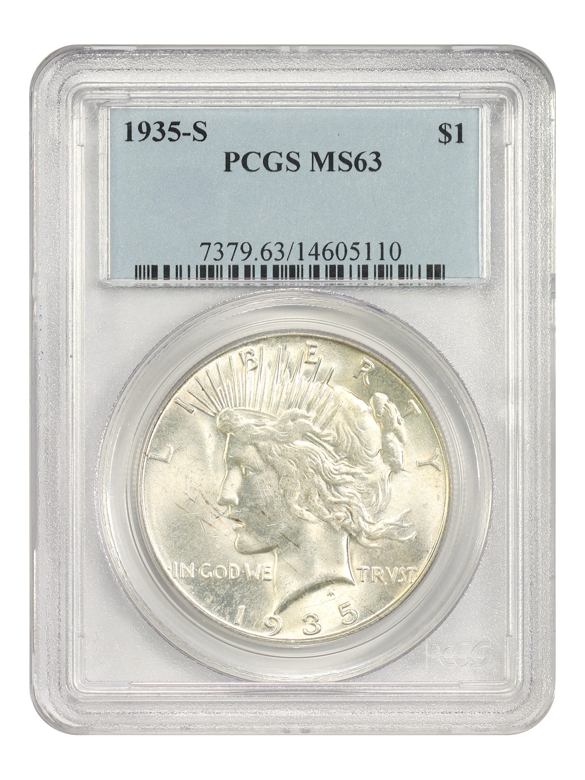 1935-S $1 PCGS MS63 - Peace Dollar - Final Year S-Mint