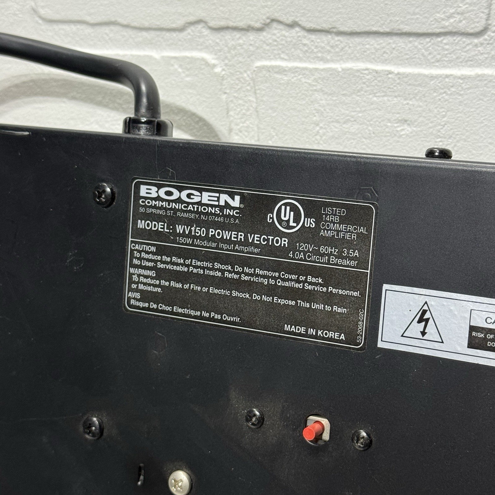 Bogen WV150 Wall Mount Power Vector Modular Input Amplifier