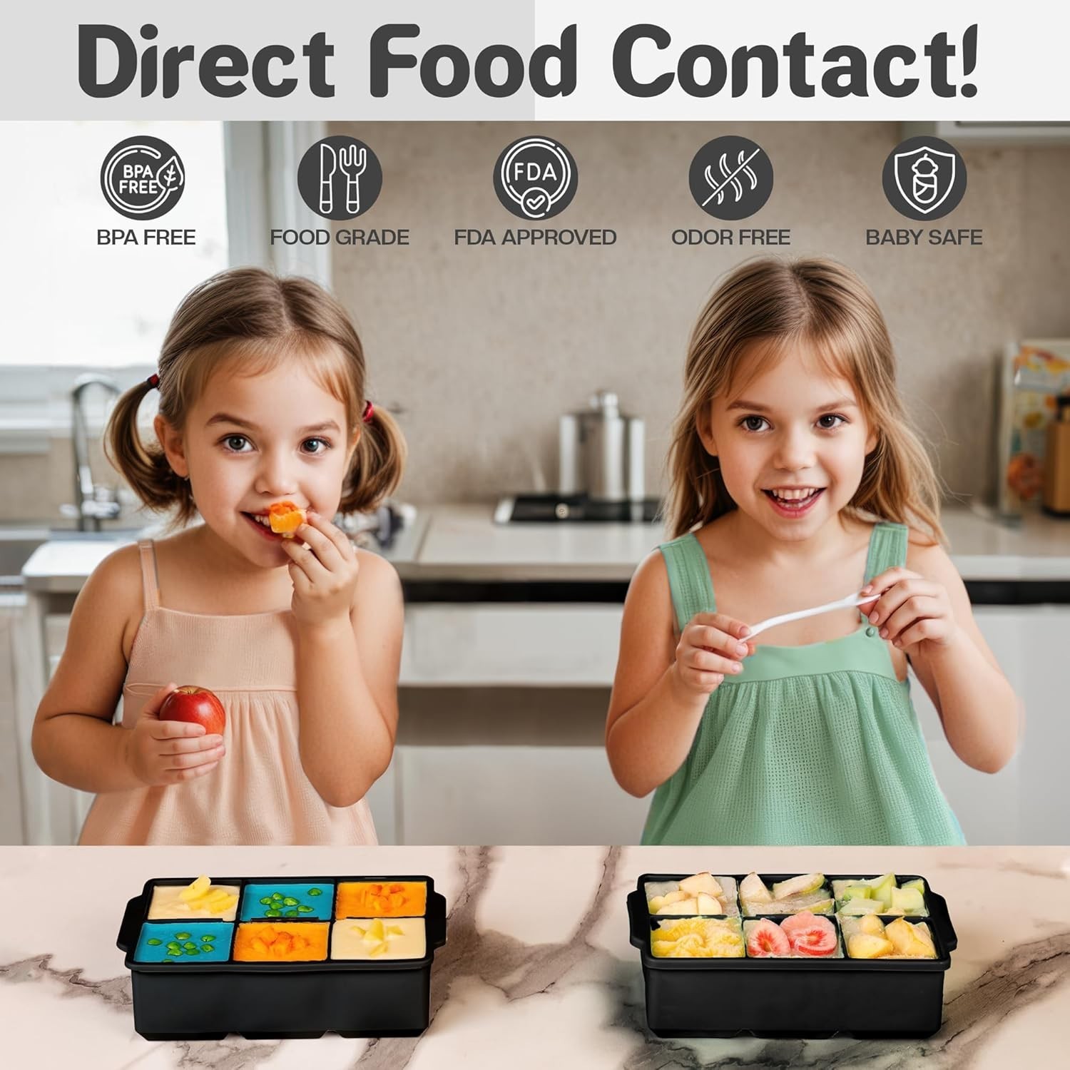 Large Silicone Ice Cube Tray 2 Pack Easy Release 2 Big Ice Cubes Cocktail