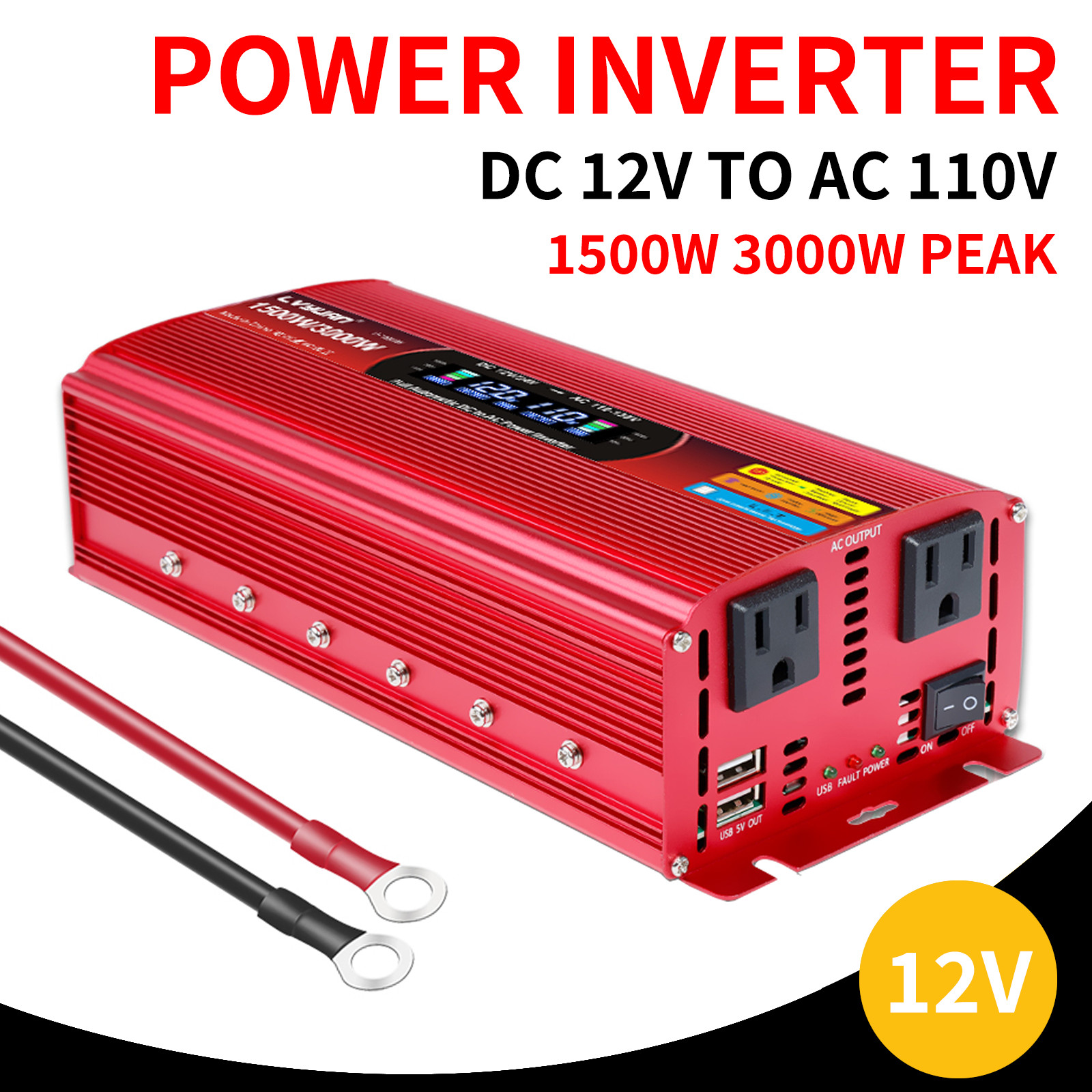 1500W 3000W Power Inverter DC 12V to AC 110V for RV Truck Camping Car Converter