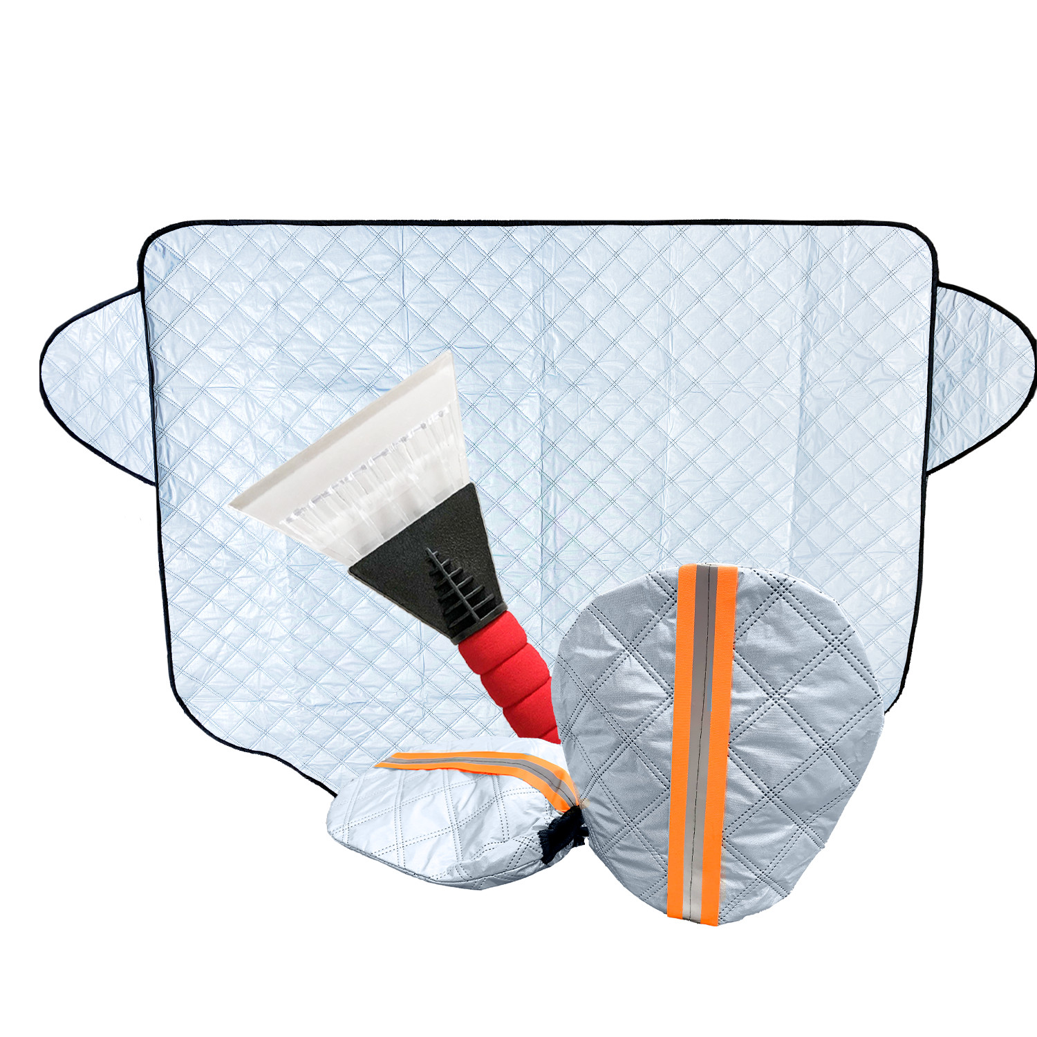 Deluxe Ice Scraper & Quilted Winter Kit Windscreen Cover & Wing Mirror Covers