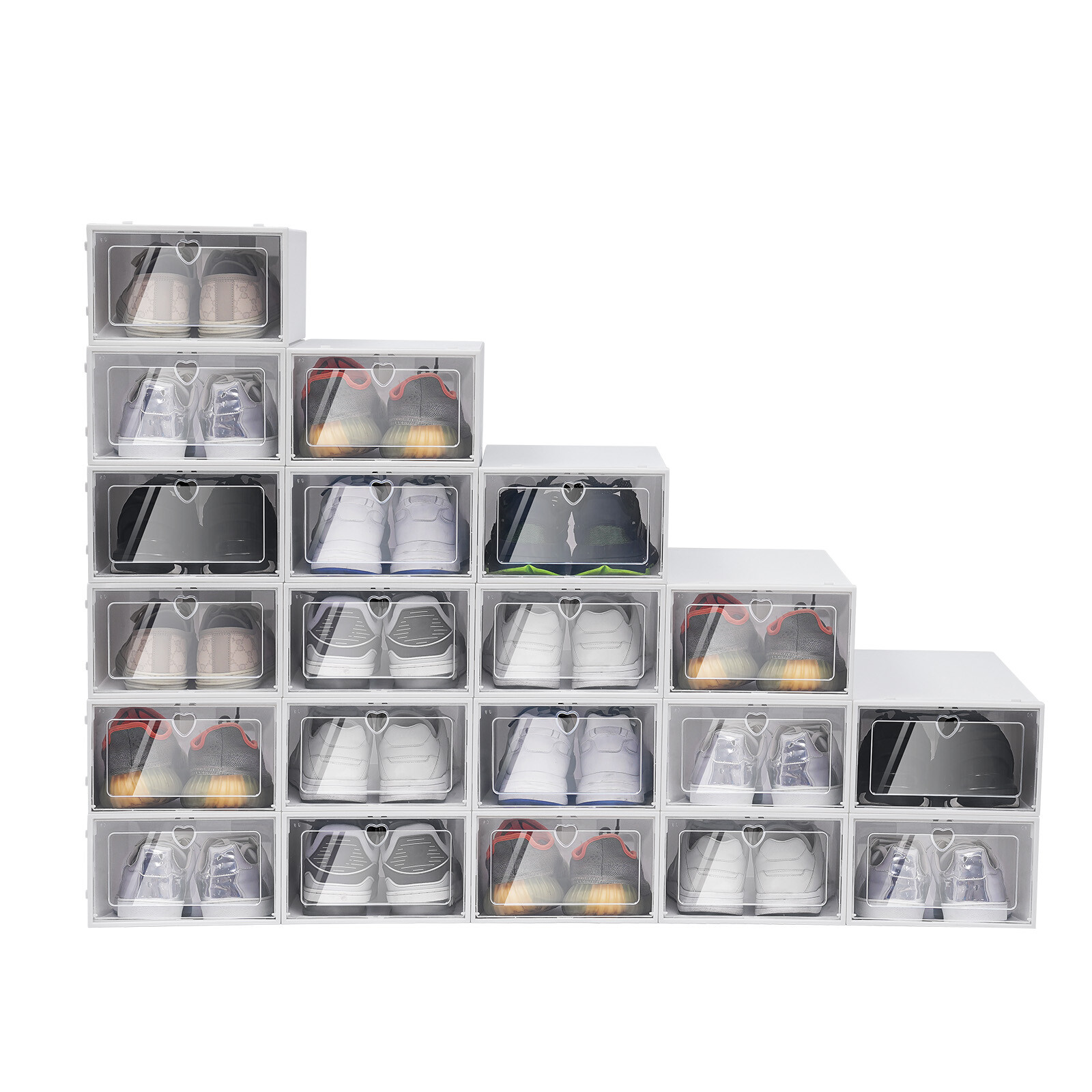 20 Pack Shoe Boxes Plastic Shoe Organizer for Closet Stackable Shoe Containers