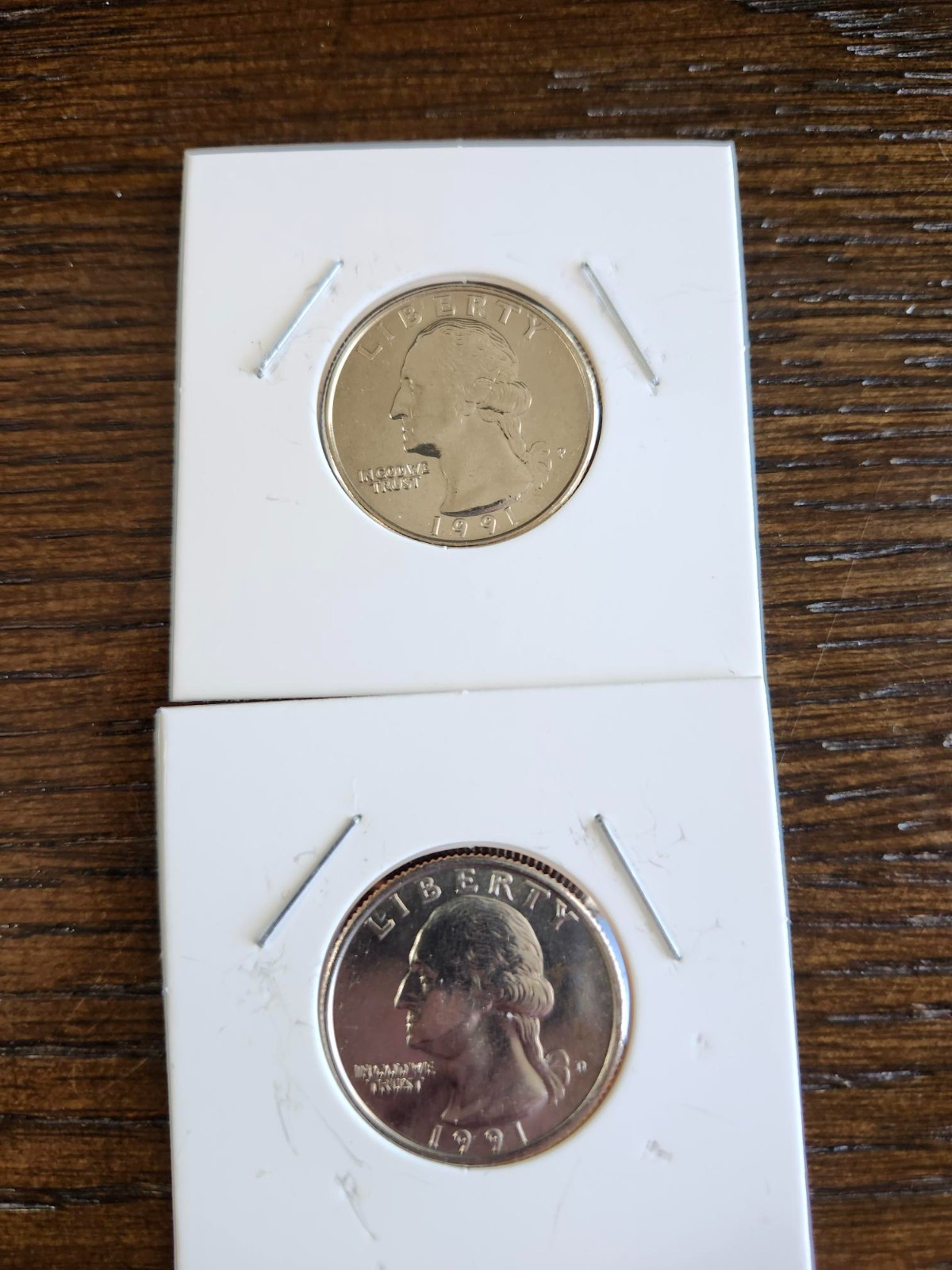 1991 P & D Washington Quarters, uncirculated BU 2 Coin Set