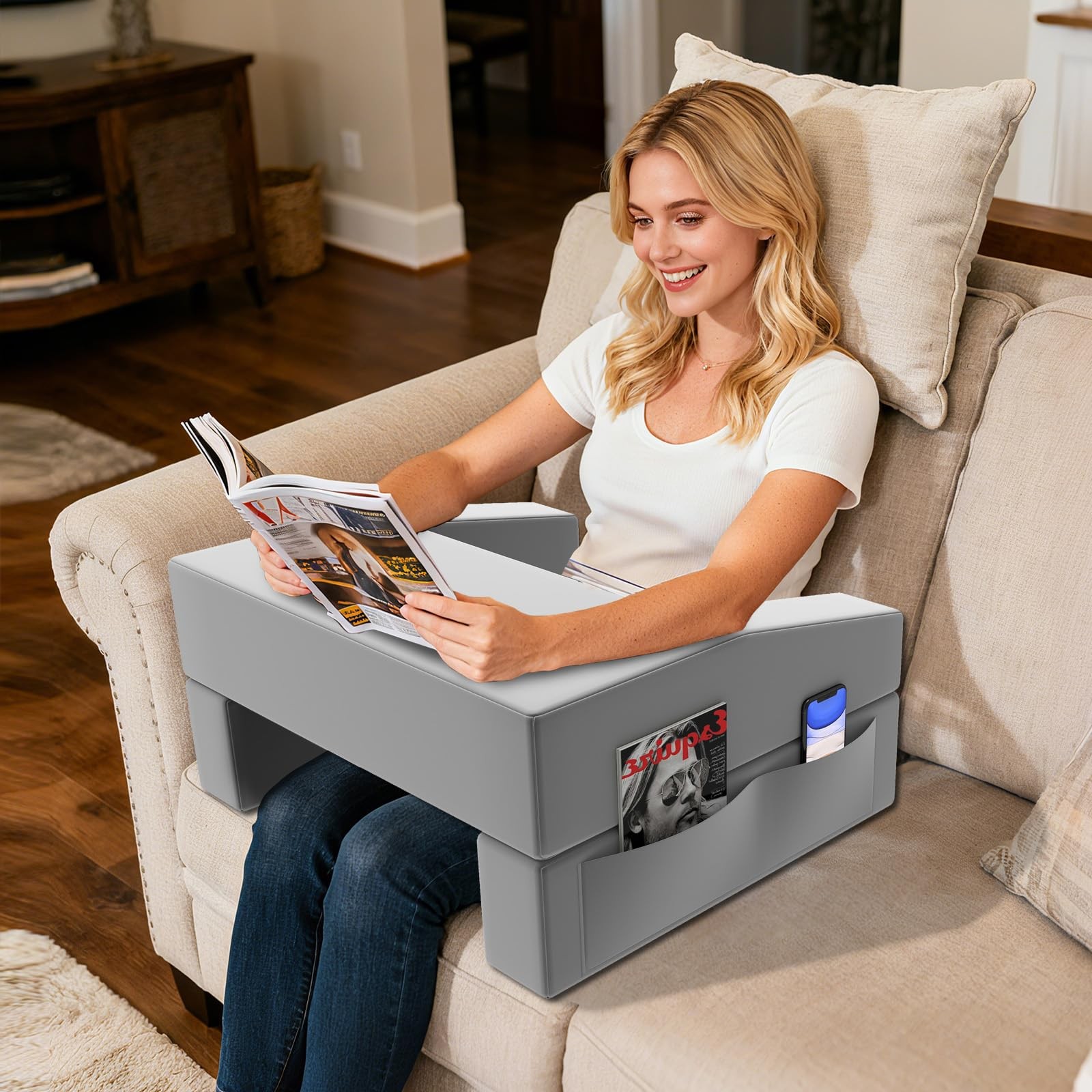 Lap Desk Pillow with Removable Cover Adjustable Angle Gaming Reading Pillow