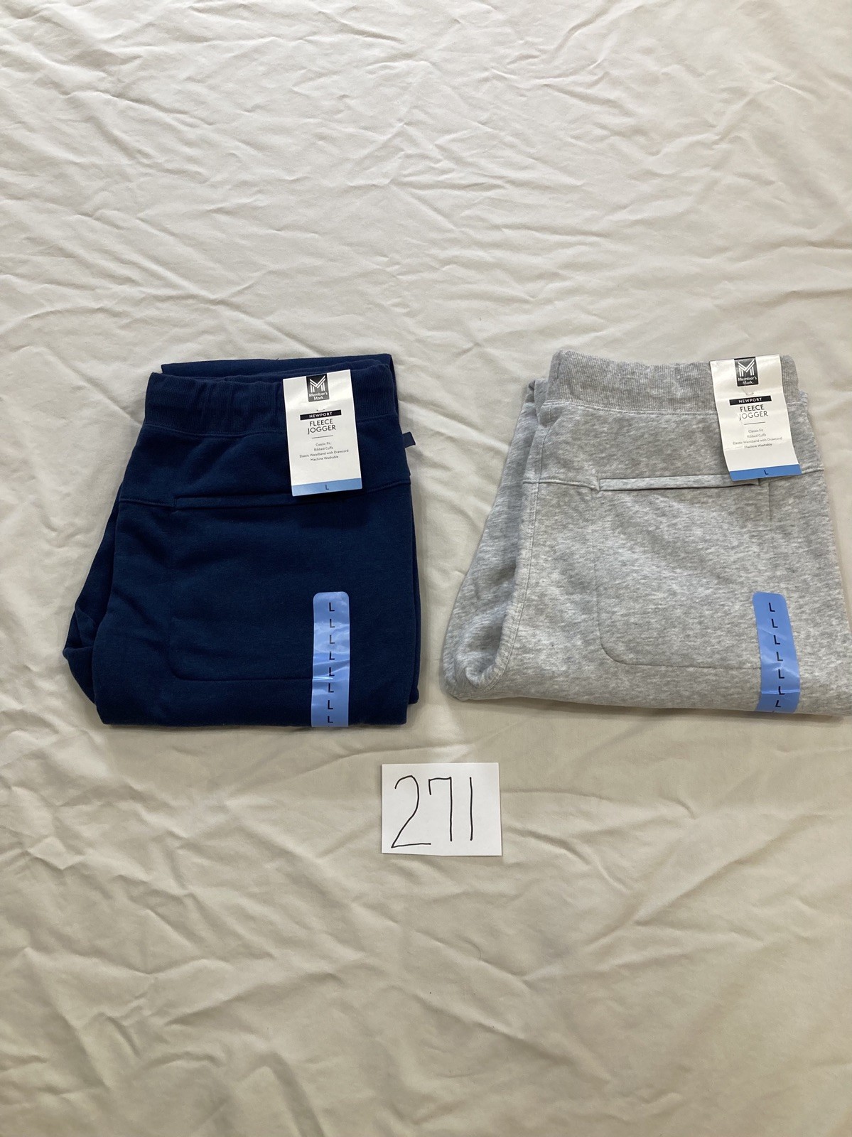 Men NWT size L Fleece Members Mark  Jogger 2 color choice Navy or Heather Grey