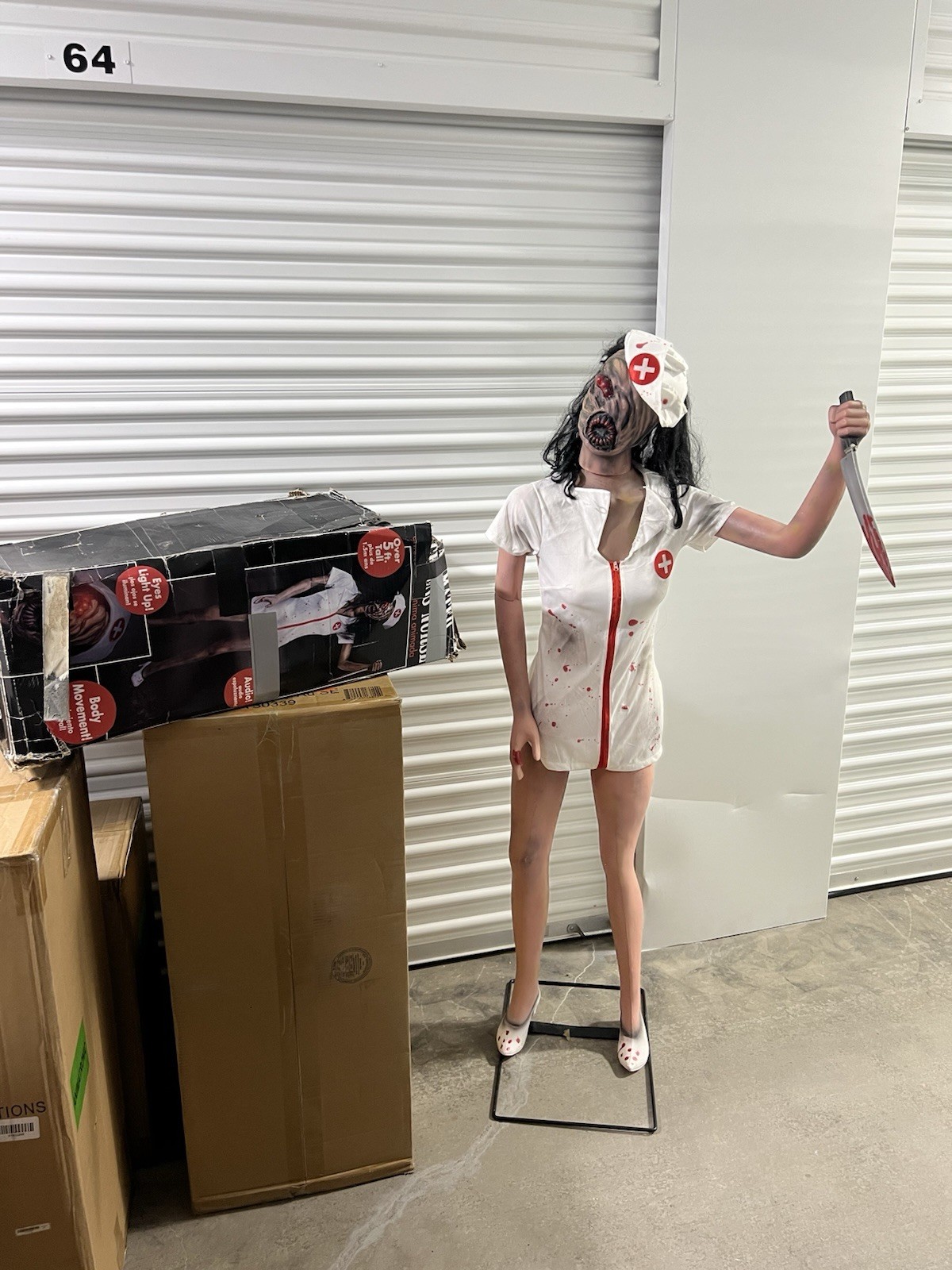 Spirit Halloween Party City Animated Faceless Nurse Life Size Animatronic Prop