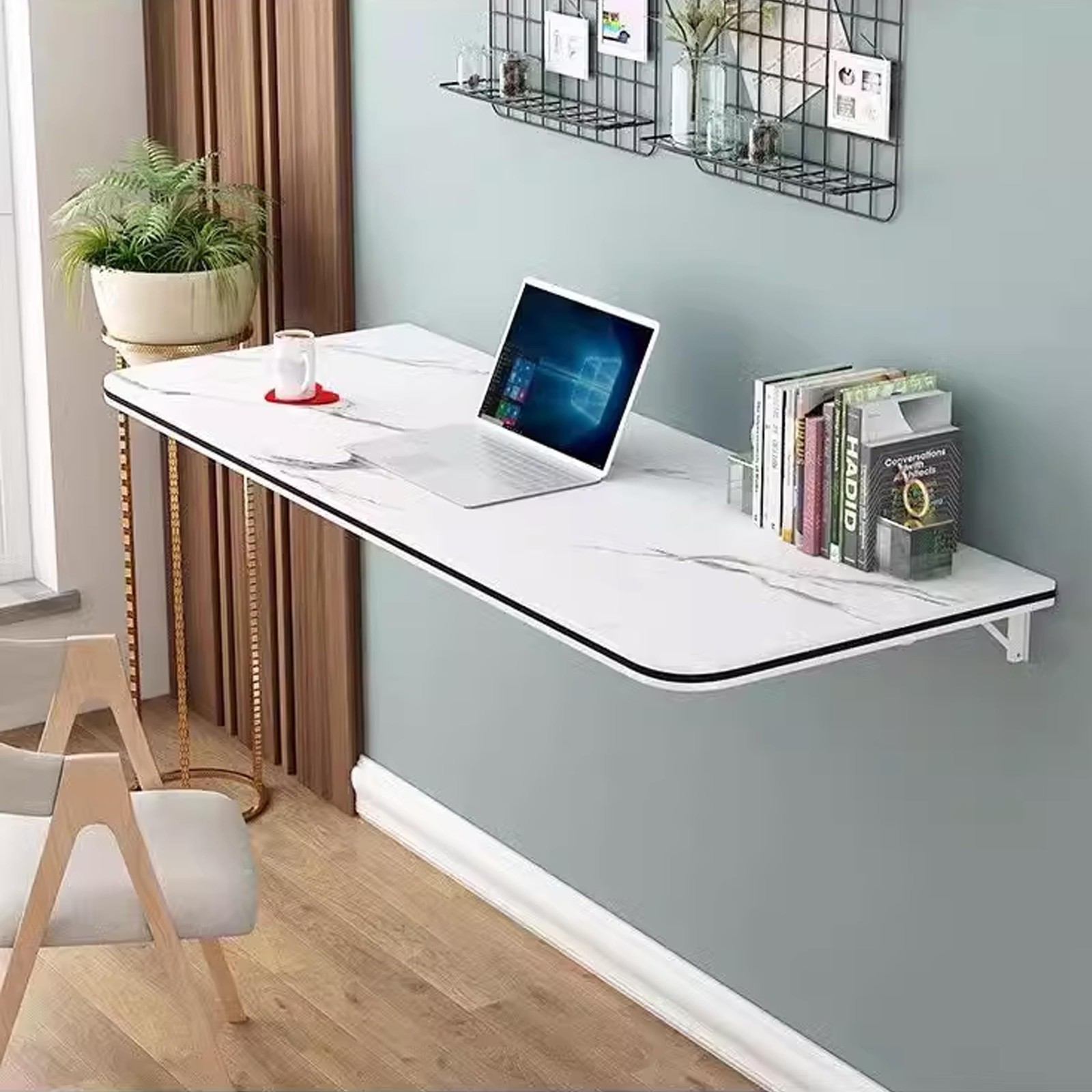 Wall Mounted Table Fold Down, Floating Desk for Wall Small Spaces, Folding Wa...